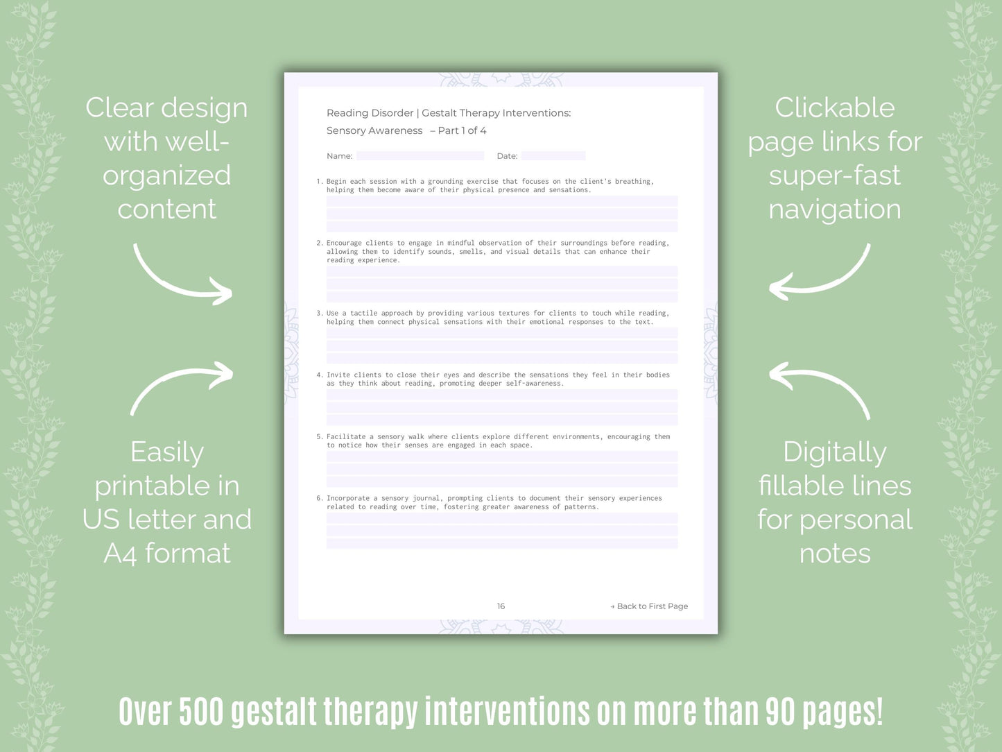 Reading Disorder Gestalt Therapy Counseling Templates