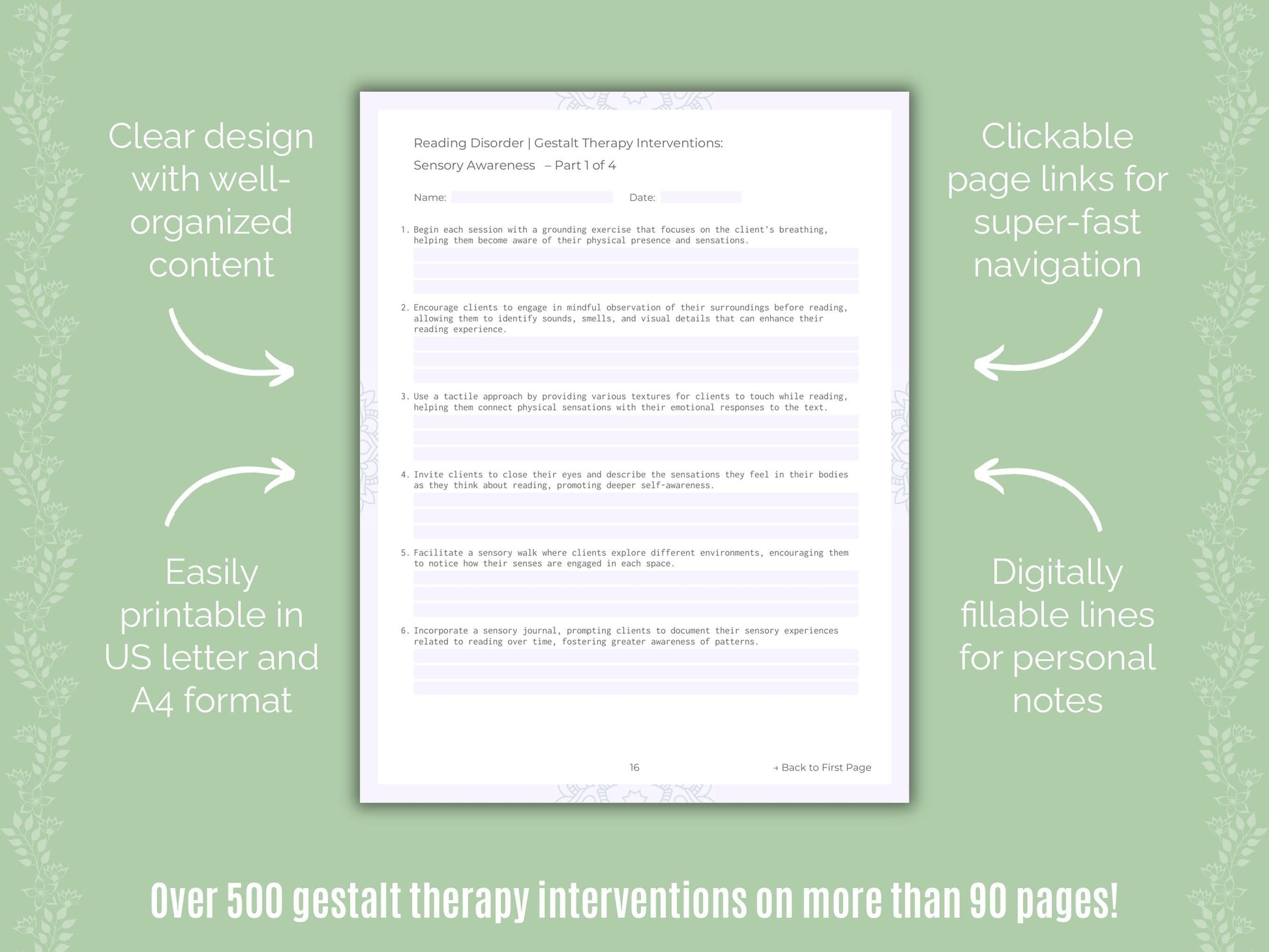 Reading Disorder Gestalt Therapy Counseling Templates