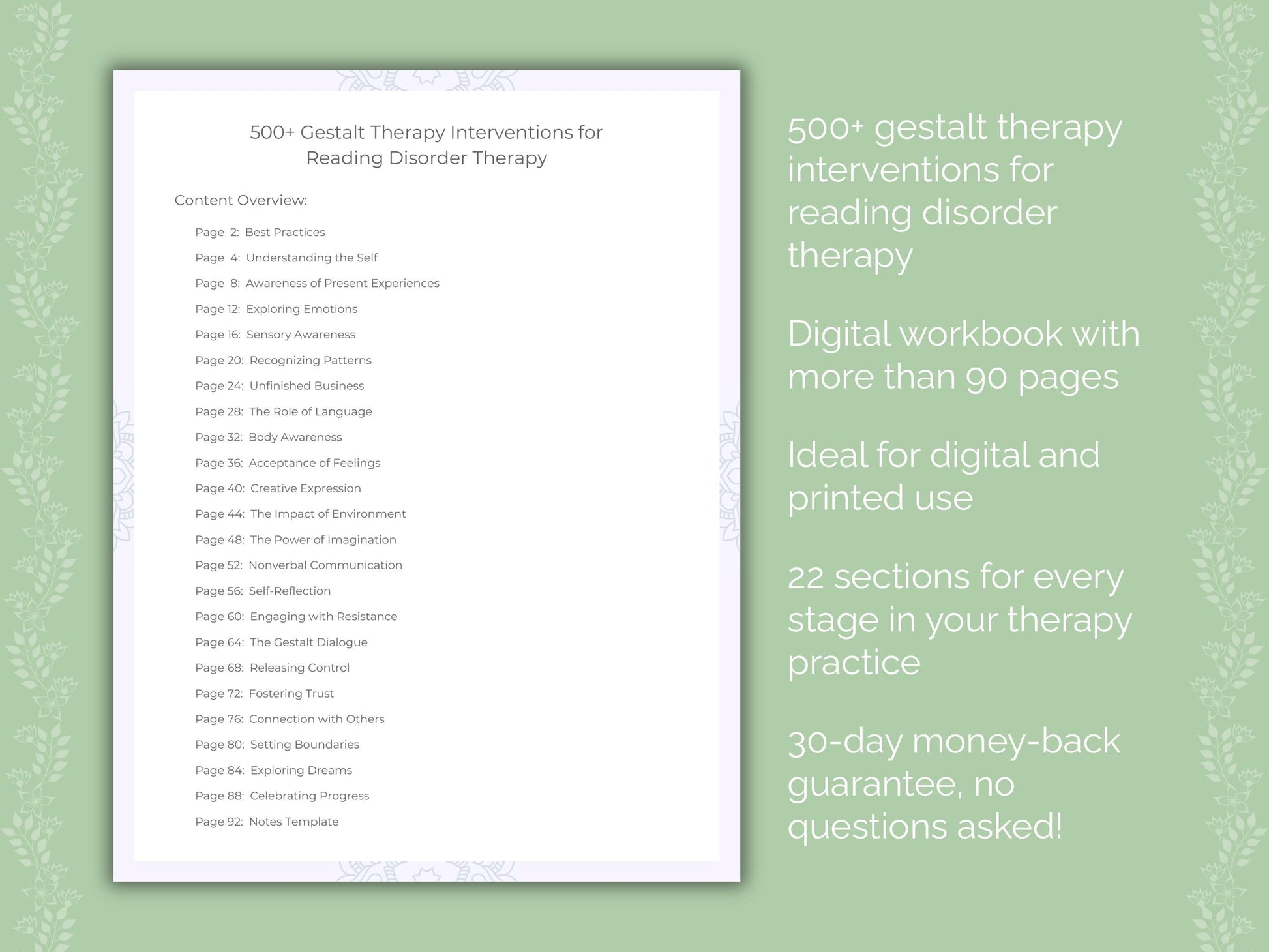 Reading Disorder Gestalt Therapy Therapist Worksheets