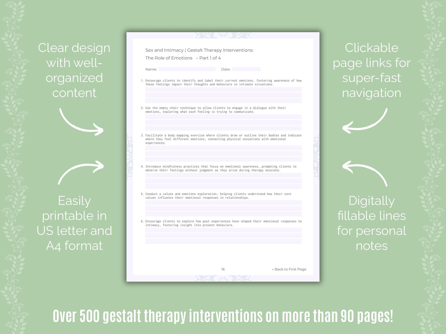 Sex and Intimacy Gestalt Therapy Counseling Templates