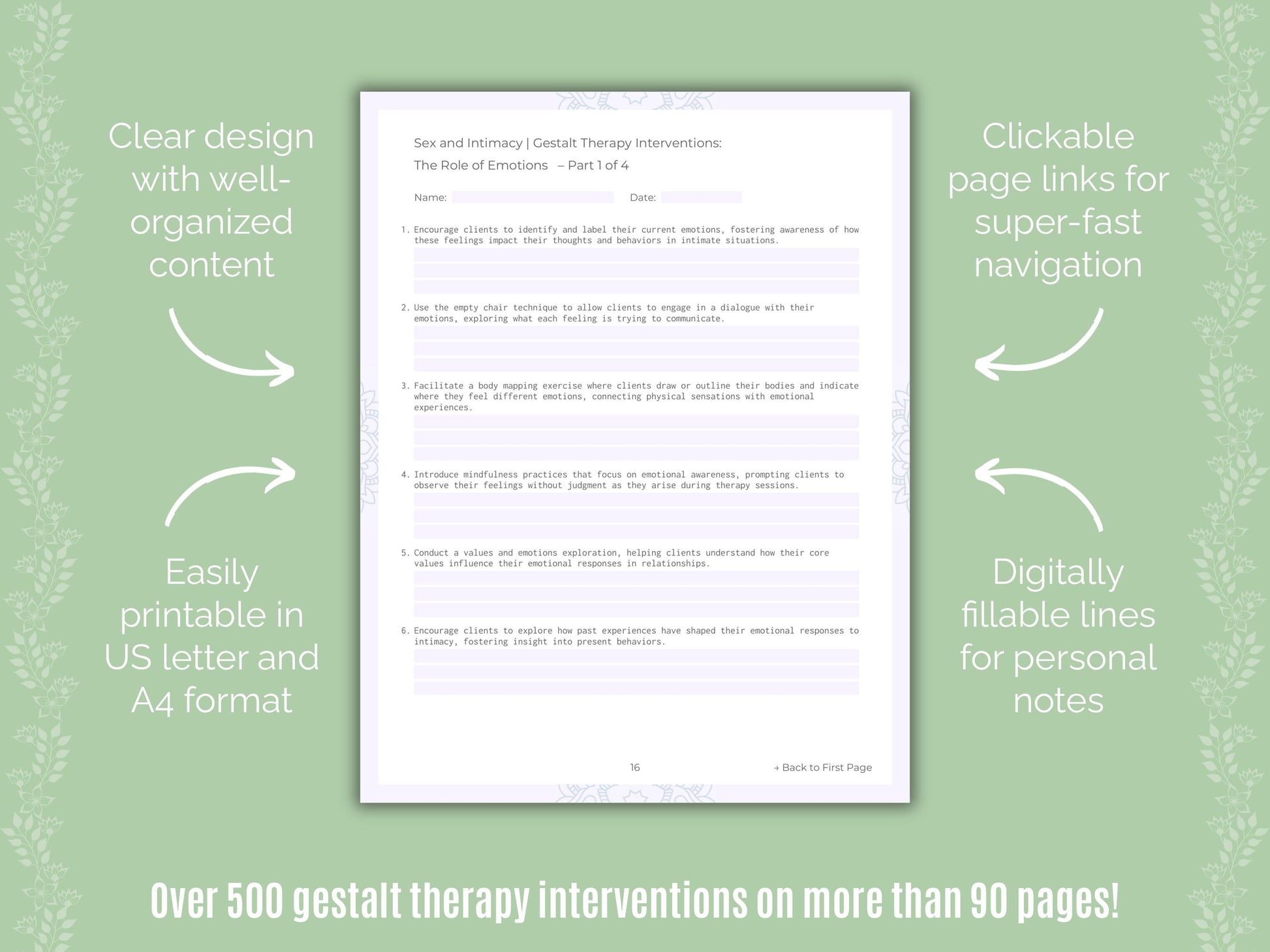 Sex and Intimacy Gestalt Therapy Counseling Templates