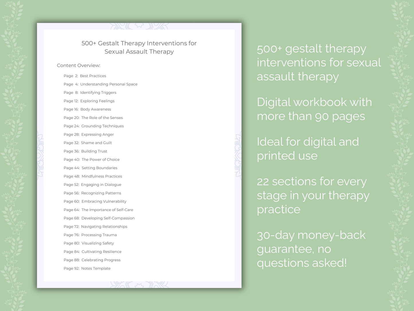 Sexual Assault Gestalt Therapy Therapist Worksheets