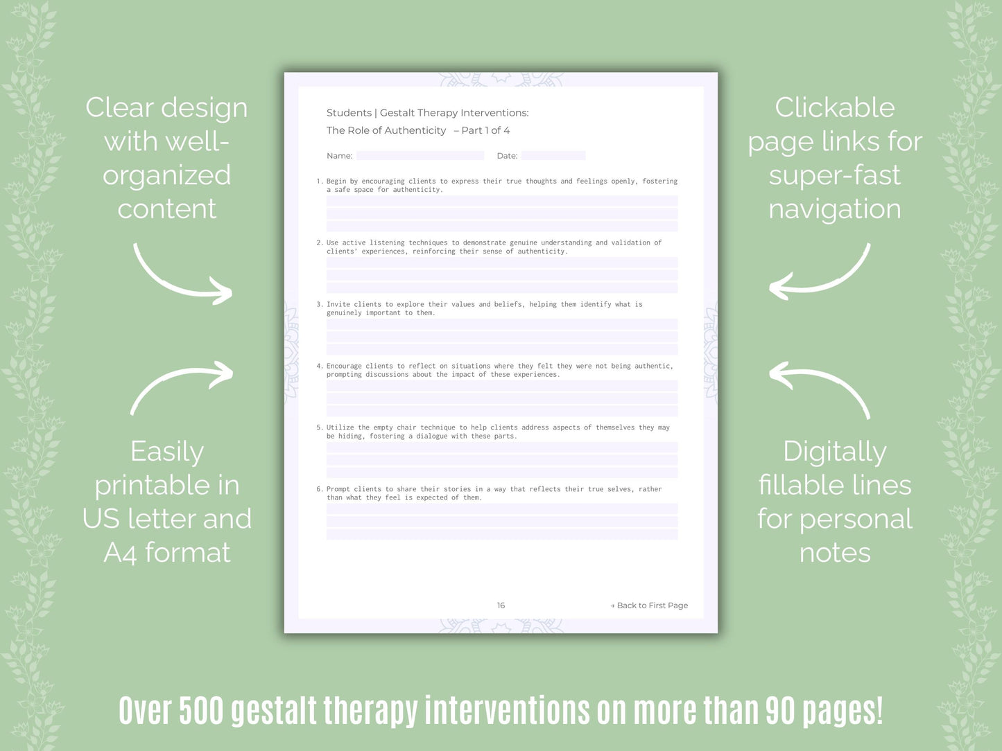 Students Gestalt Therapy Counseling Templates