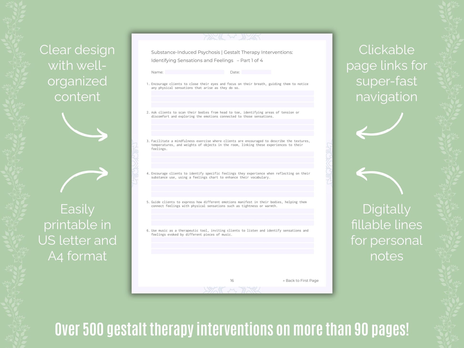 Substance-Induced Psychosis Gestalt Therapy Counseling Templates