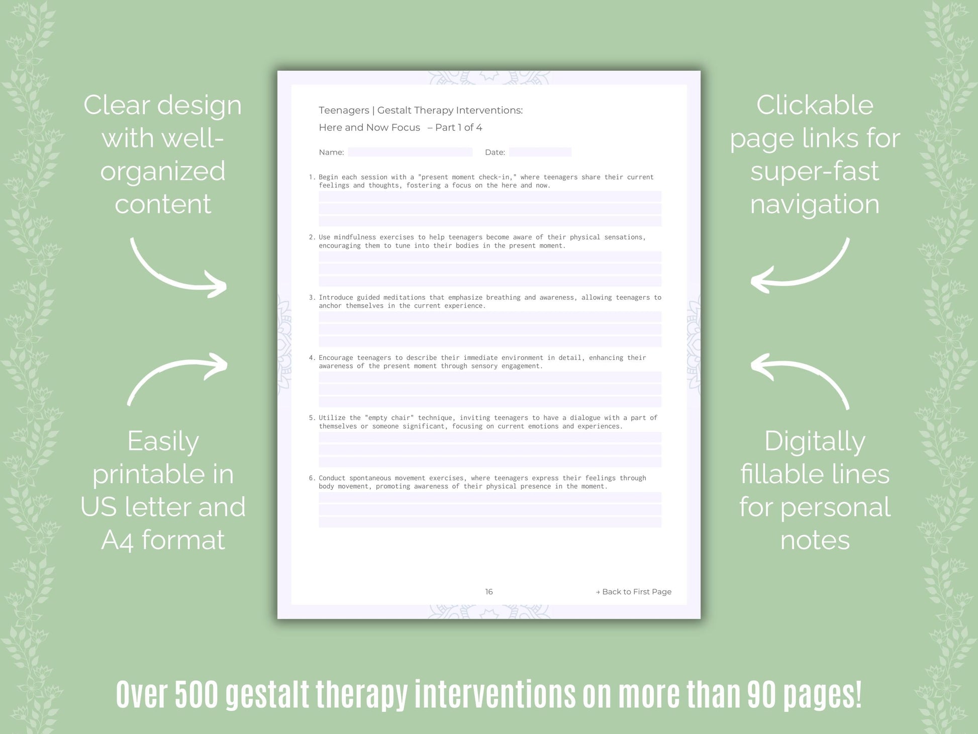 Teenagers Gestalt Therapy Counseling Templates