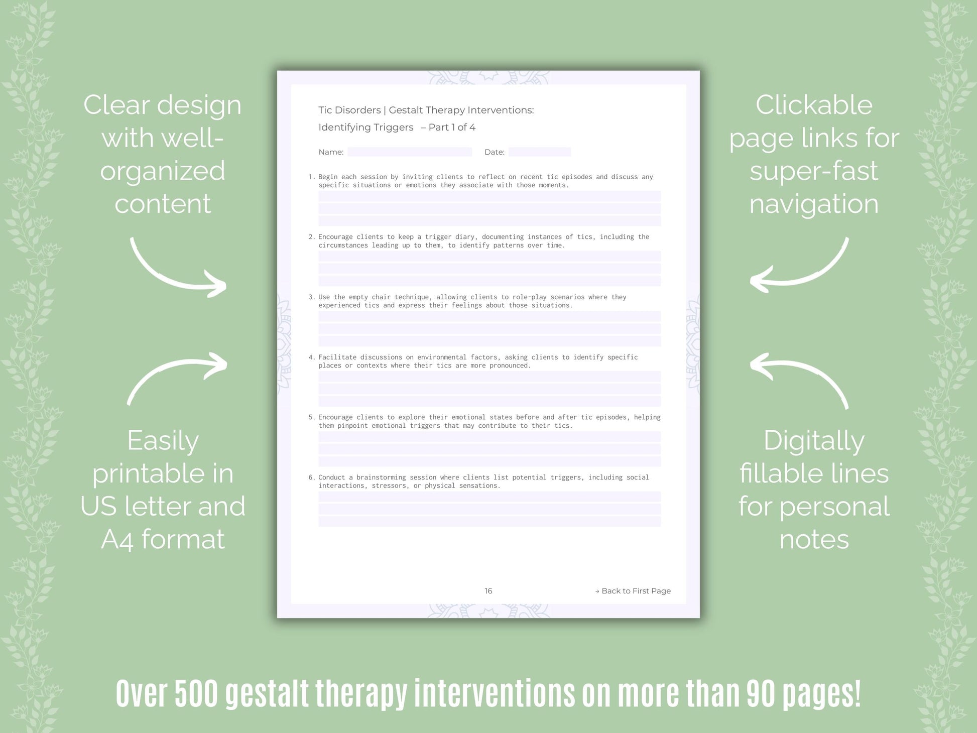 Tic Disorders Gestalt Therapy Counseling Templates