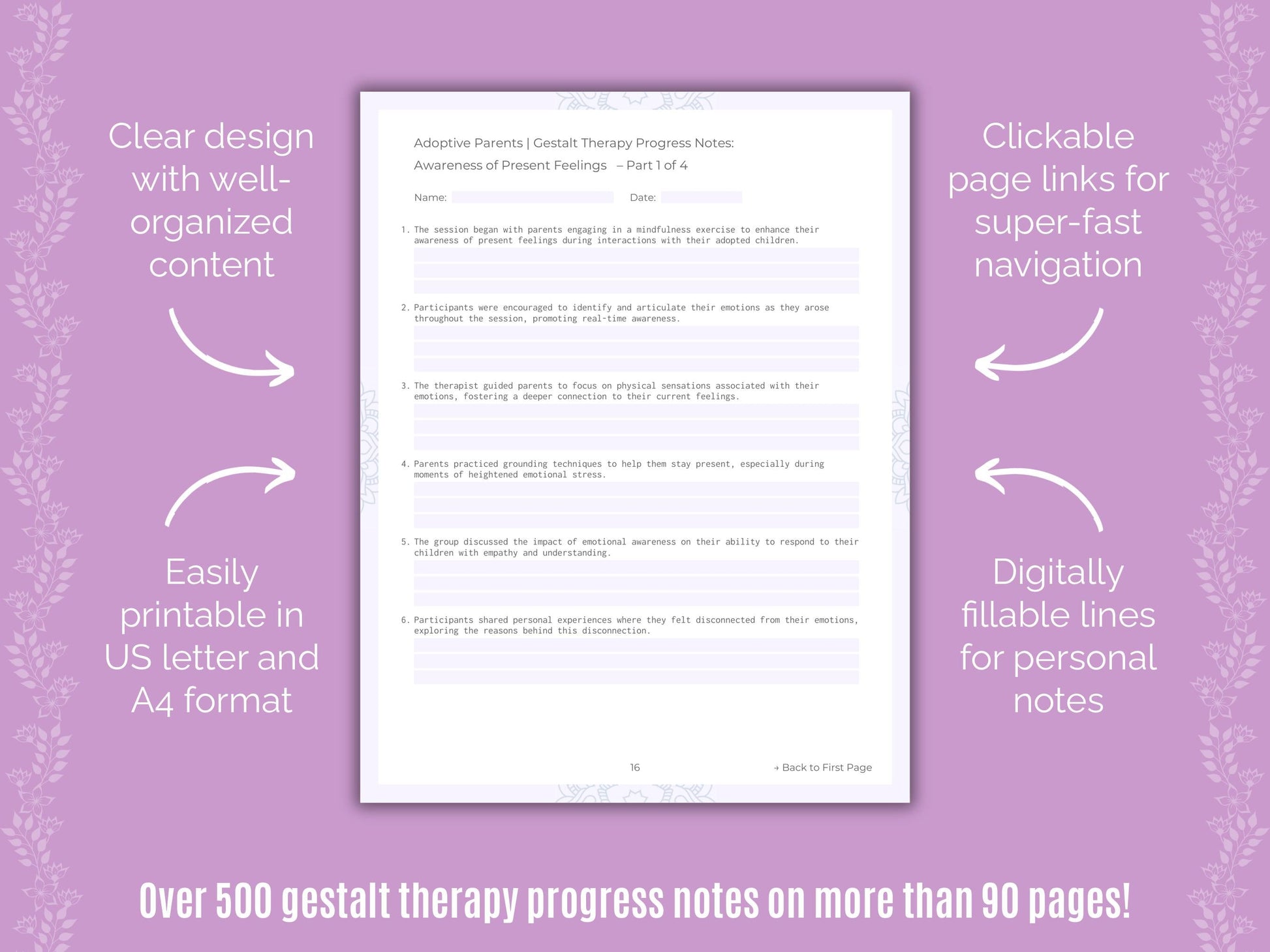 Adoptive Parents Gestalt Therapy Counseling Templates