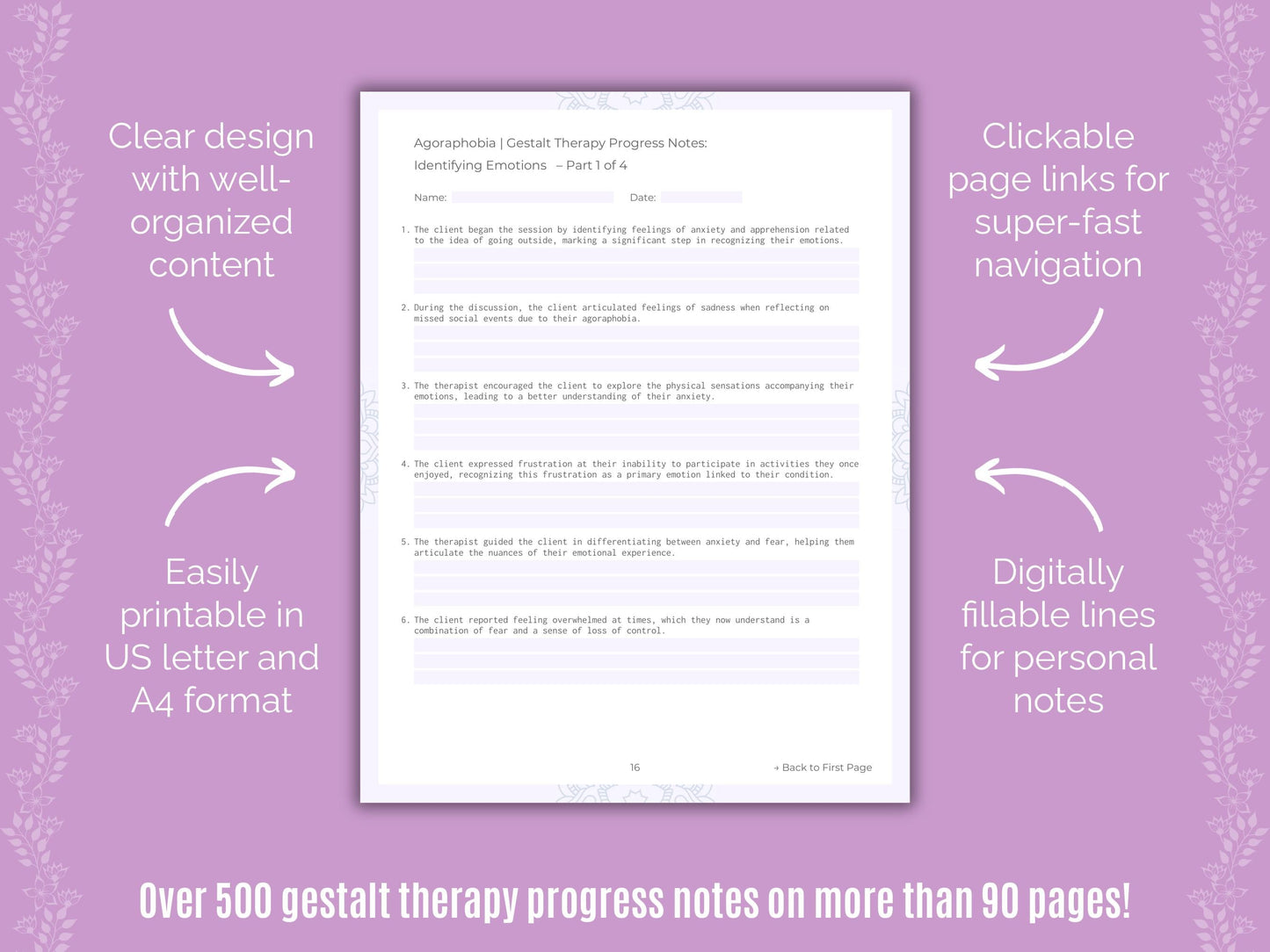 Agoraphobia Gestalt Therapy Counseling Templates