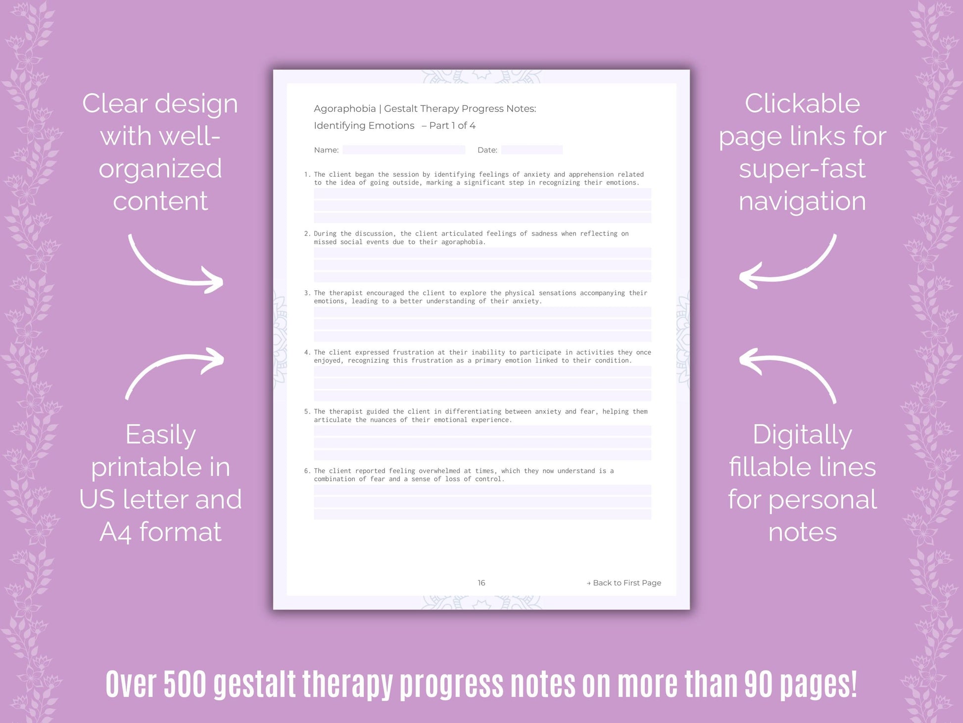 Agoraphobia Gestalt Therapy Counseling Templates