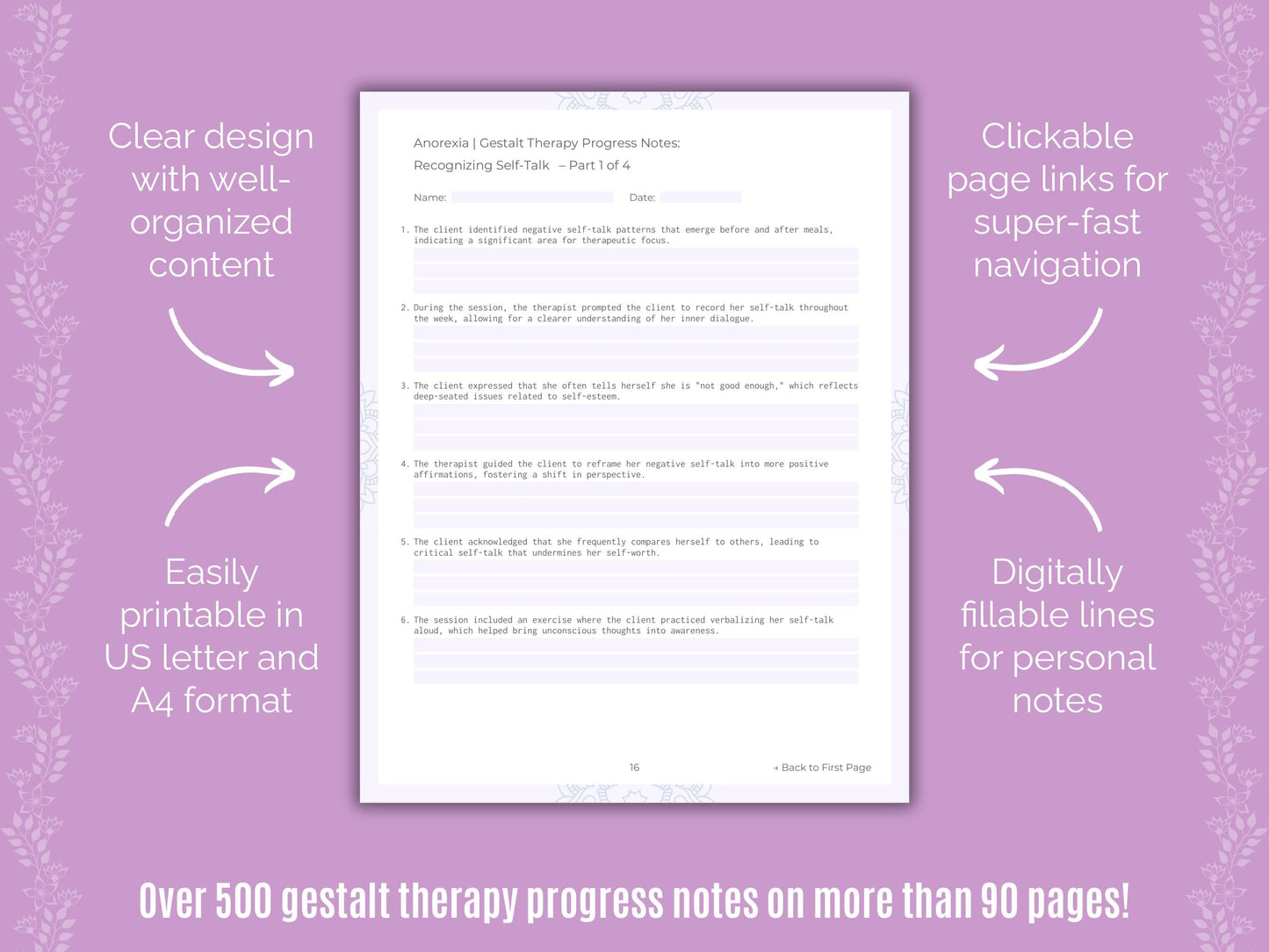 Anorexia Gestalt Therapy Counseling Templates