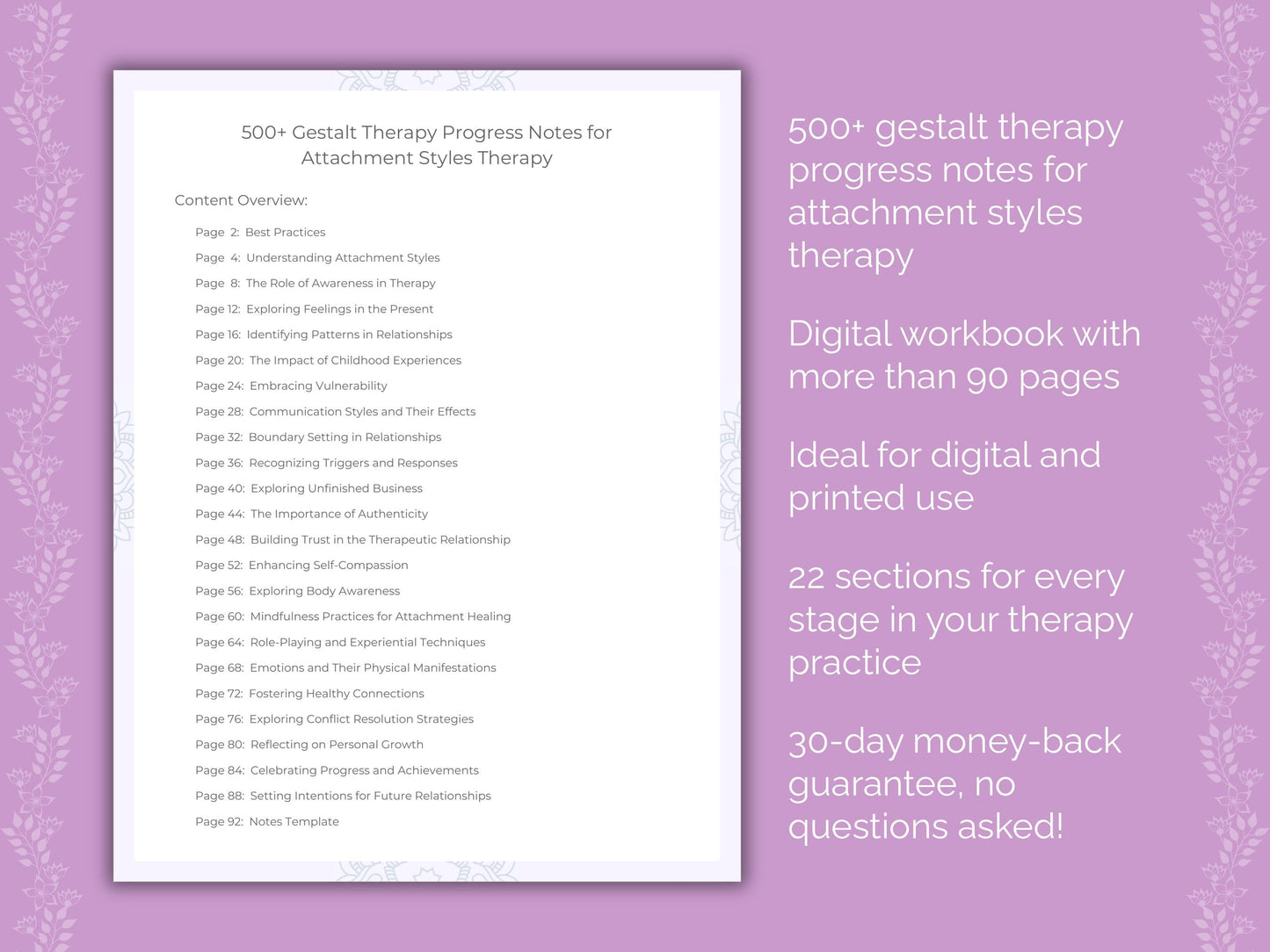 Attachment Styles Gestalt Therapy Therapist Worksheets