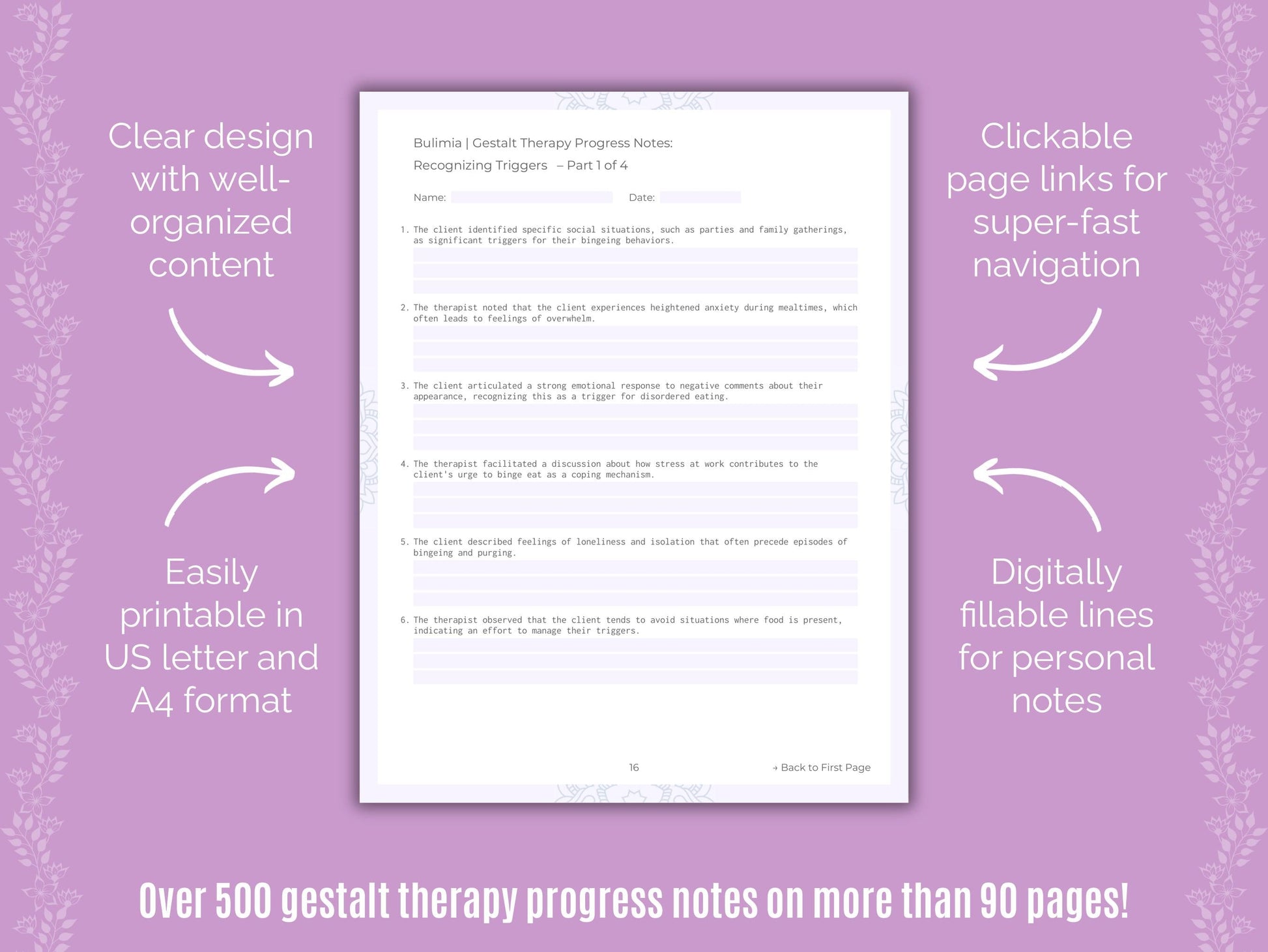 Bulimia Gestalt Therapy Counseling Templates