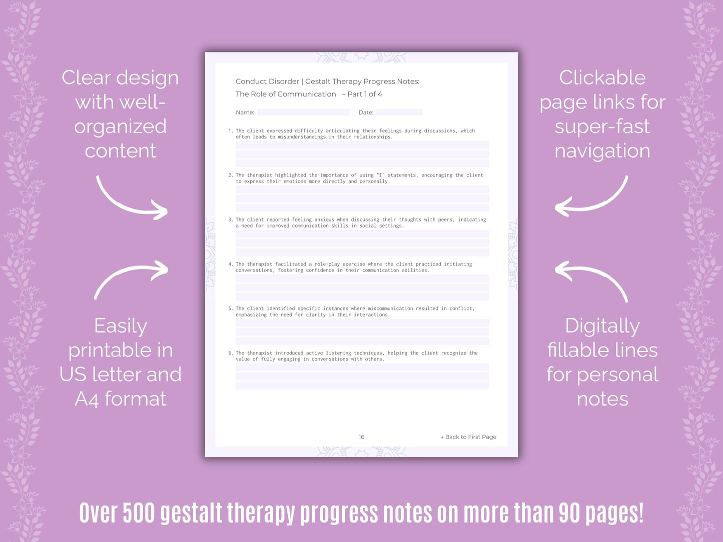 Conduct Disorder Gestalt Therapy Counseling Templates