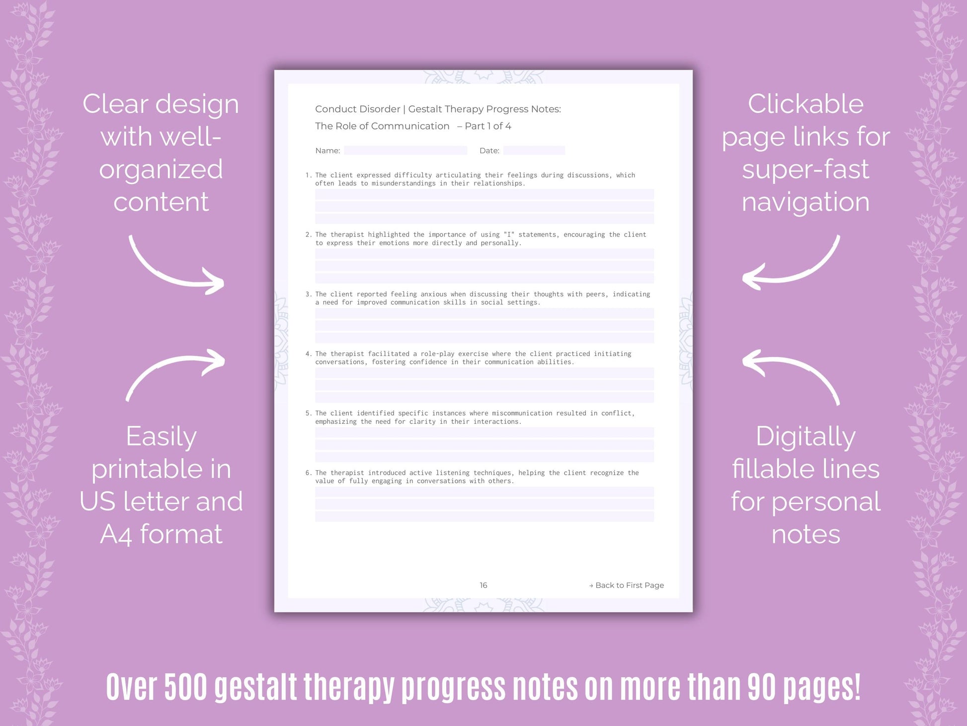 Conduct Disorder Gestalt Therapy Counseling Templates