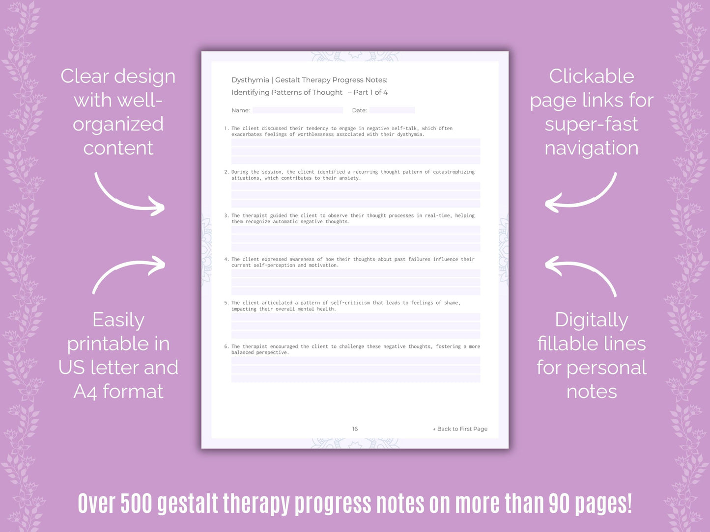 Dysthymia Gestalt Therapy Counseling Templates