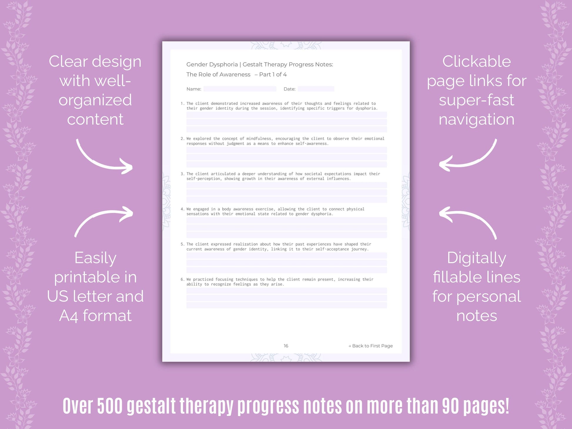 Gender Dysphoria Gestalt Therapy Counseling Templates