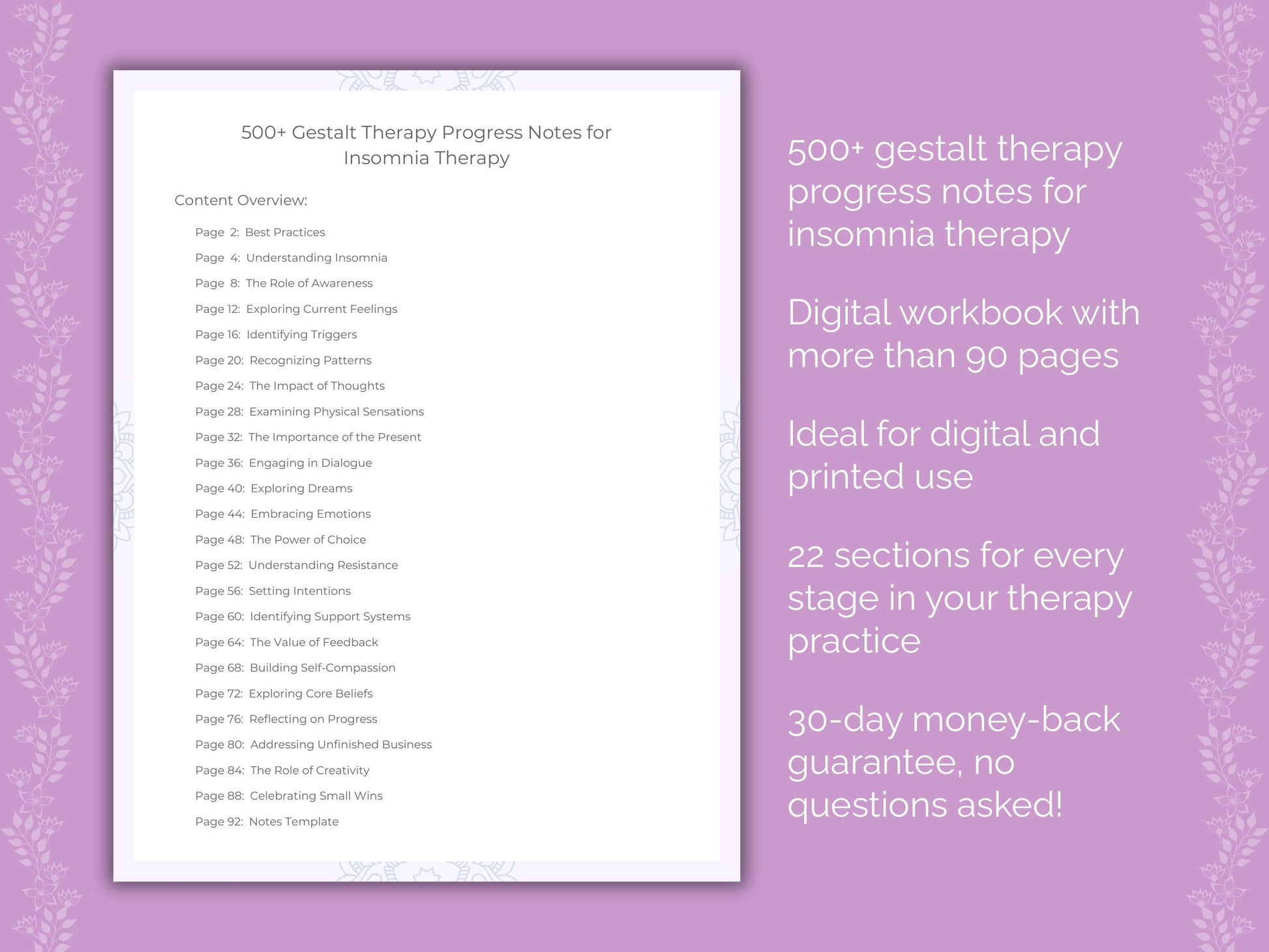 Insomnia Gestalt Therapy Therapist Worksheets