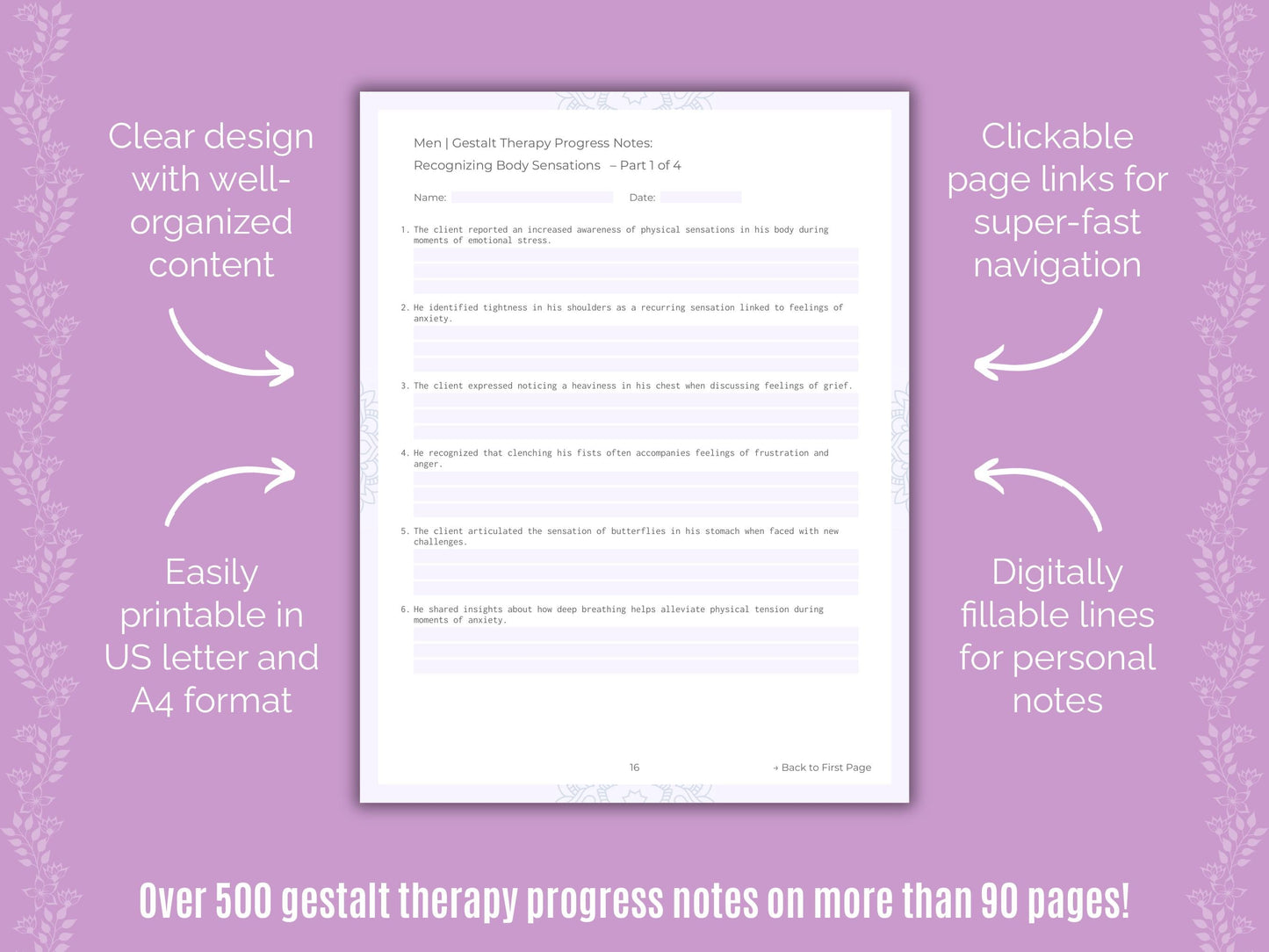 Men Gestalt Therapy Counseling Templates