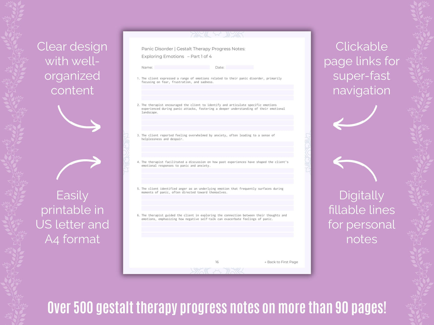 Panic Disorder Gestalt Therapy Counseling Templates