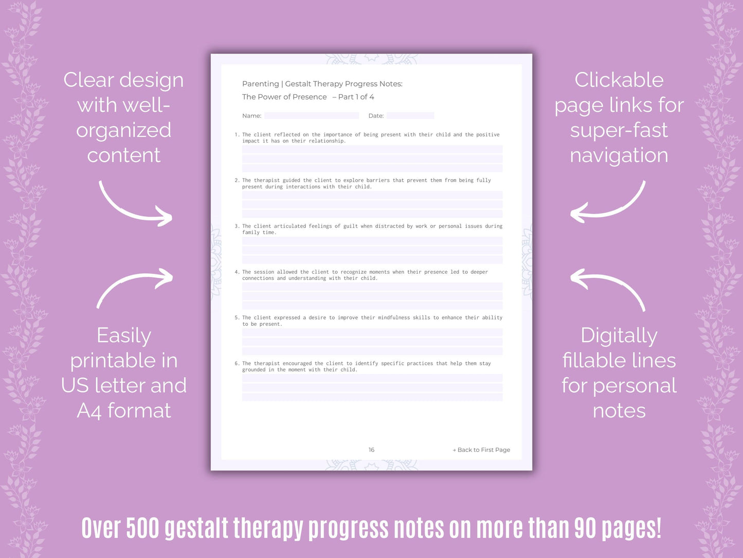 Parenting Gestalt Therapy Counseling Templates