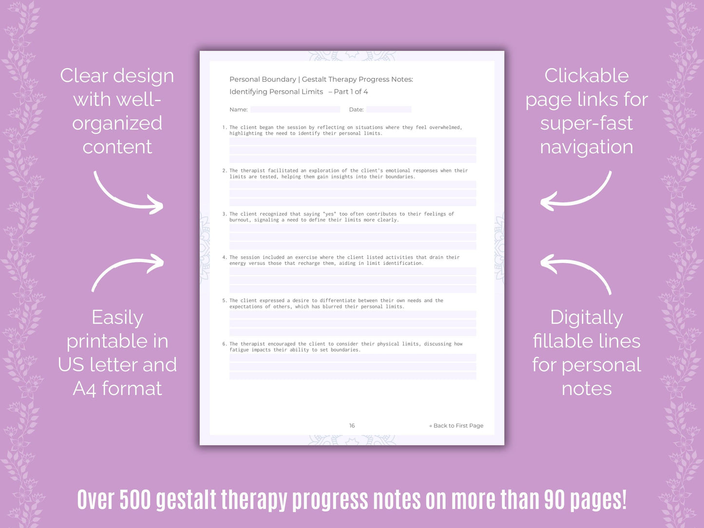 Personal Boundary Gestalt Therapy Counseling Templates