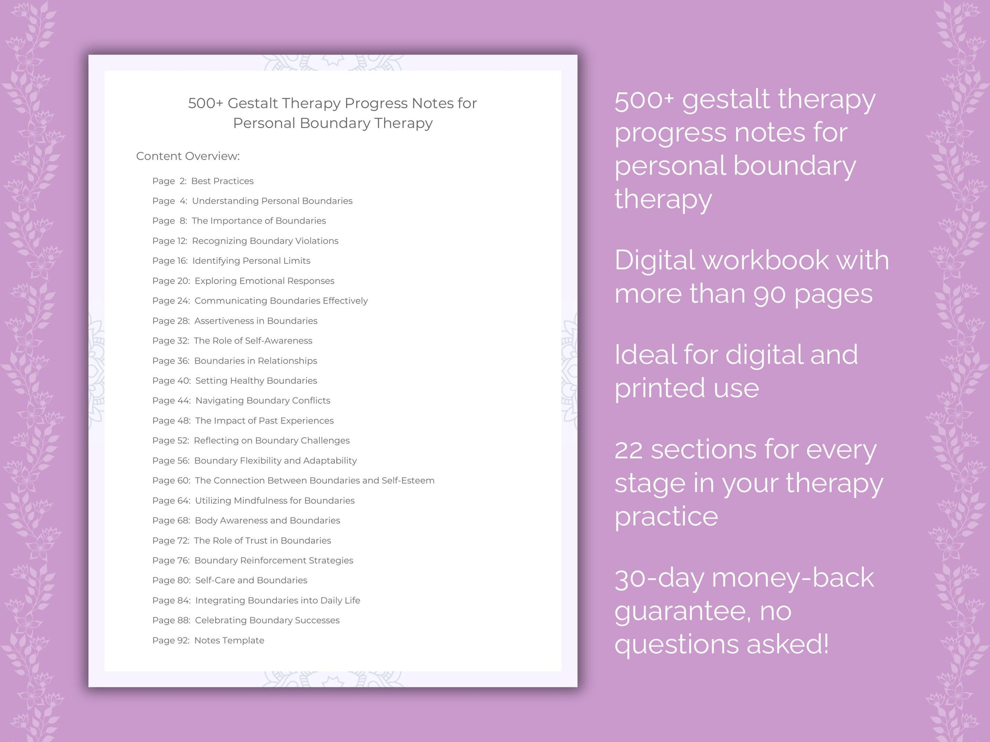 Personal Boundary Gestalt Therapy Therapist Worksheets