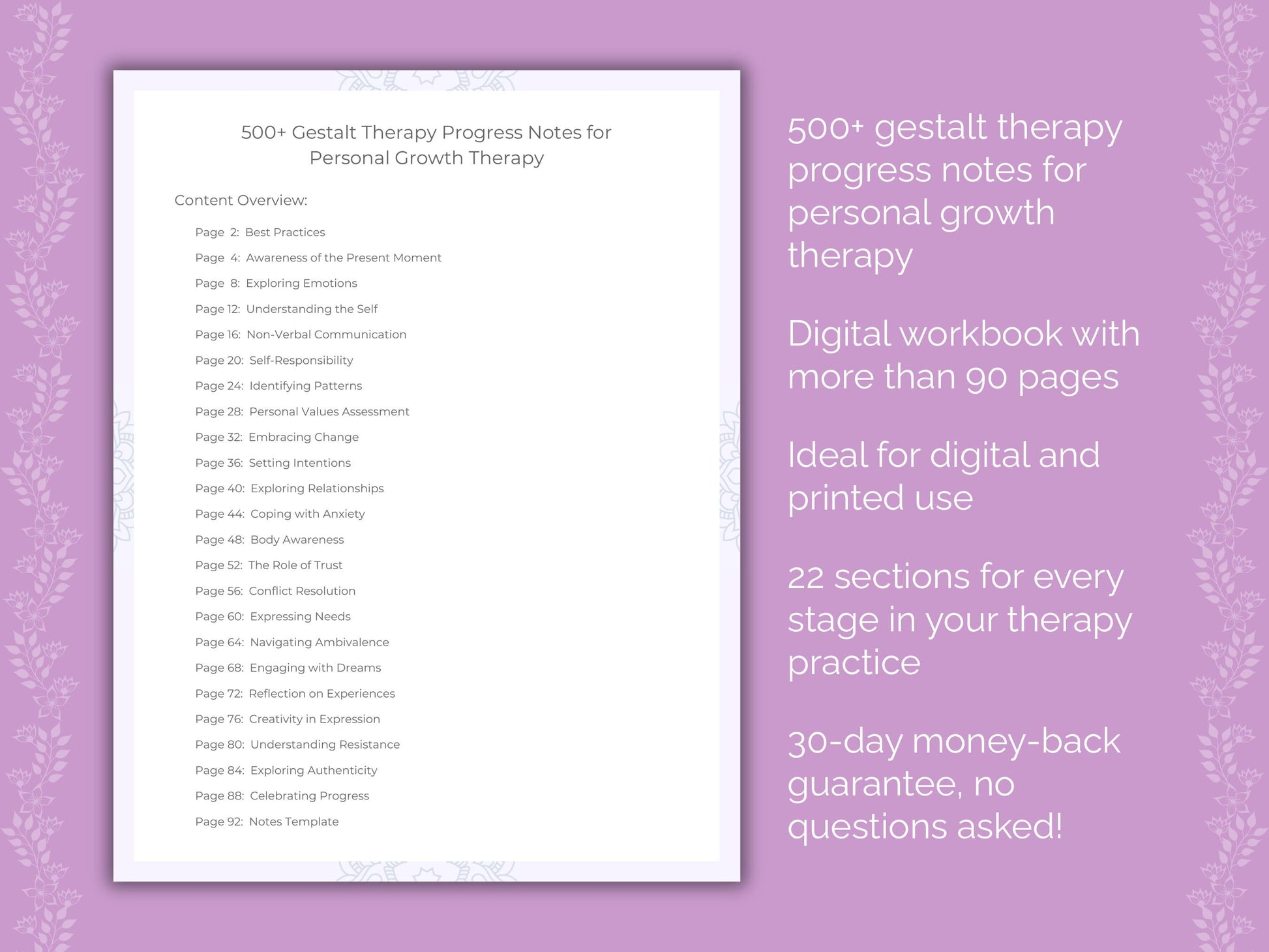 Personal Growth Gestalt Therapy Therapist Worksheets