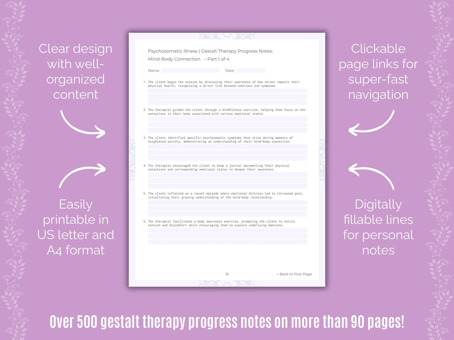 Psychosomatic Illness Gestalt Therapy Counseling Templates