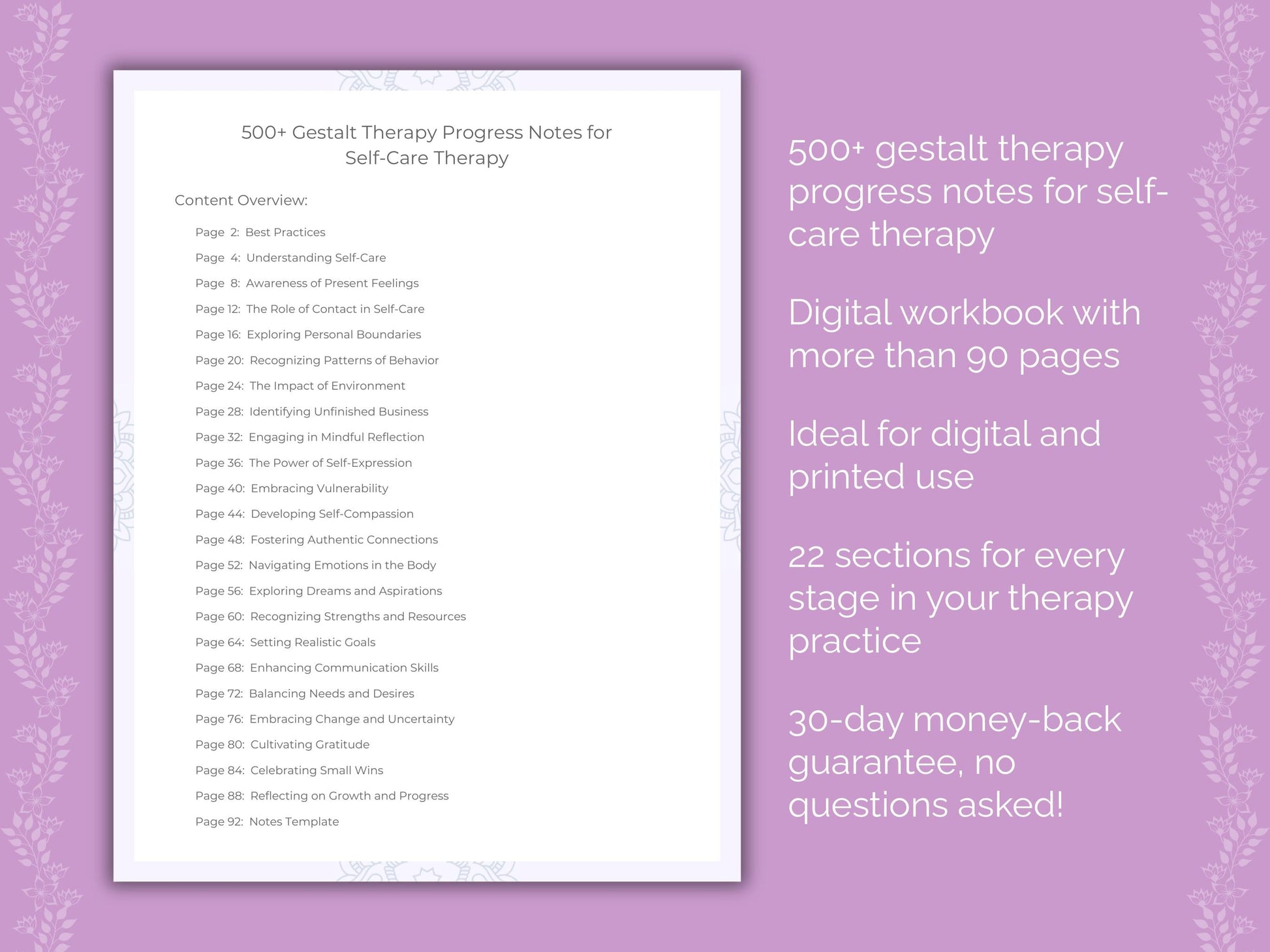 Self-Care Gestalt Therapy Therapist Worksheets