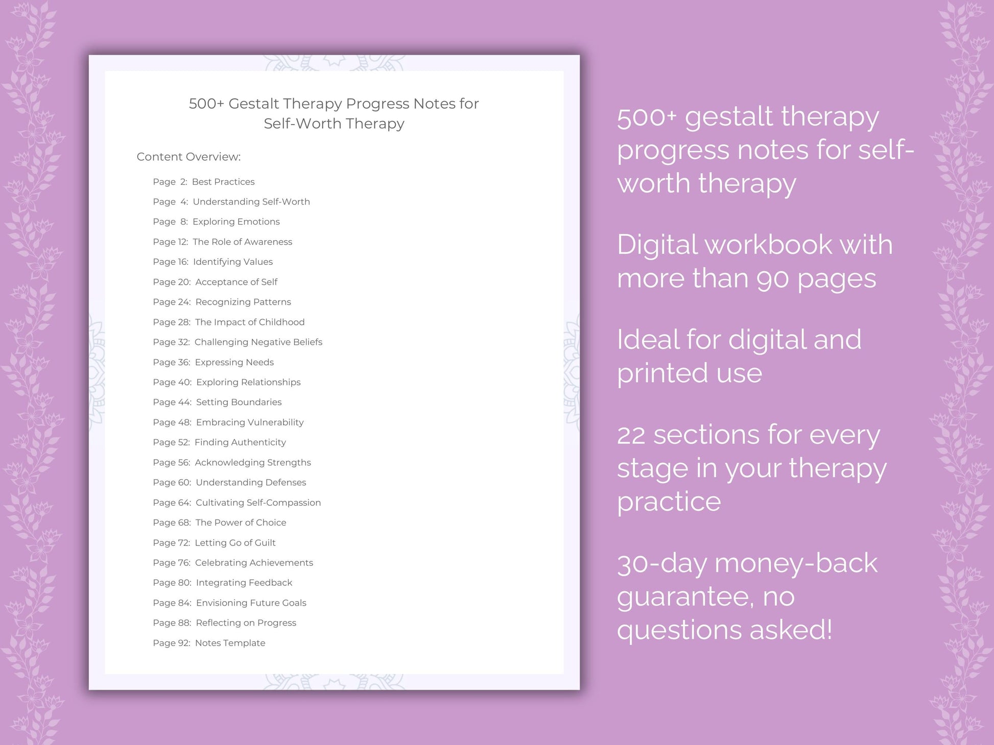 Self-Worth Gestalt Therapy Therapist Worksheets