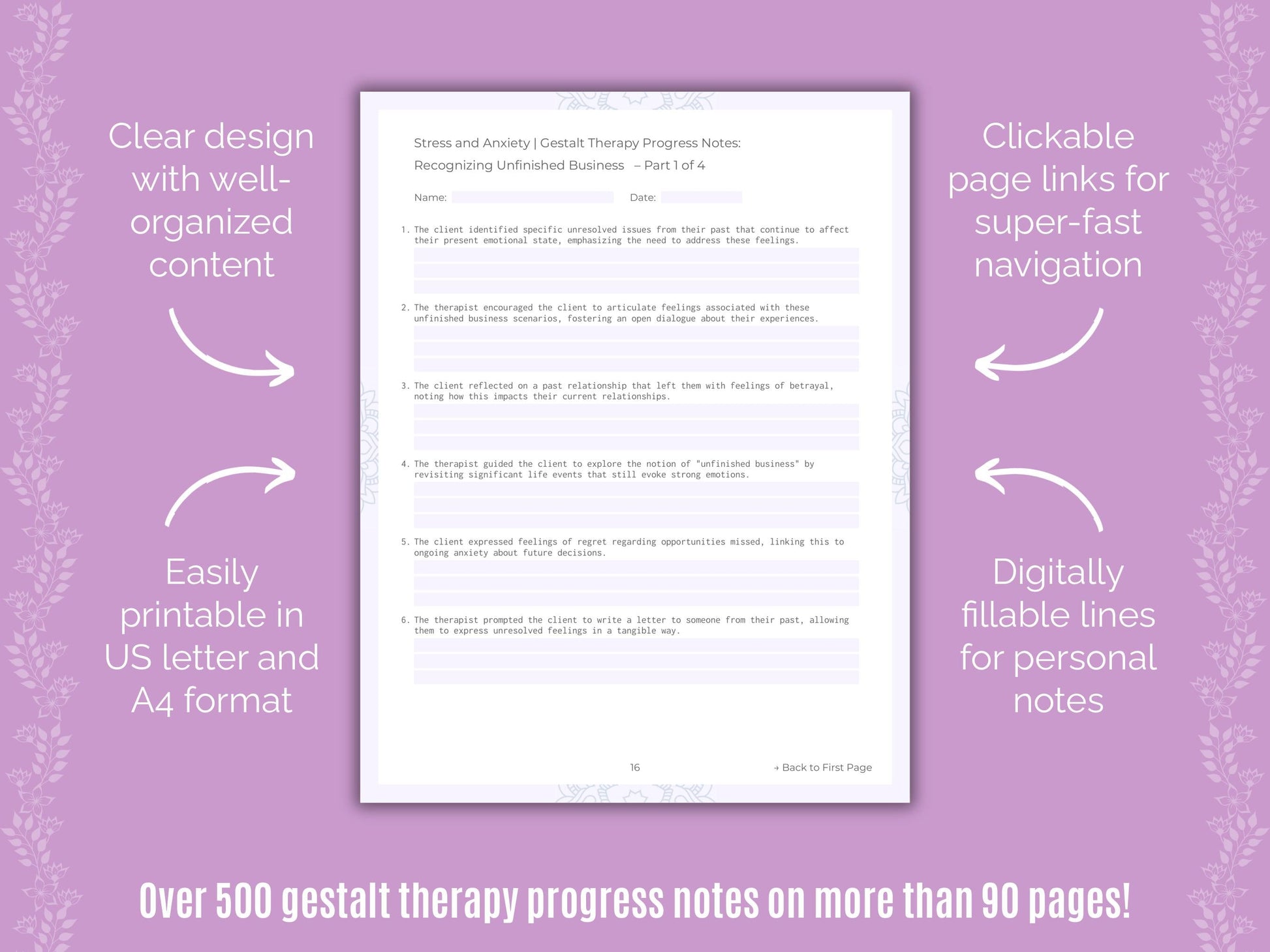 Stress and Anxiety Gestalt Therapy Counseling Templates