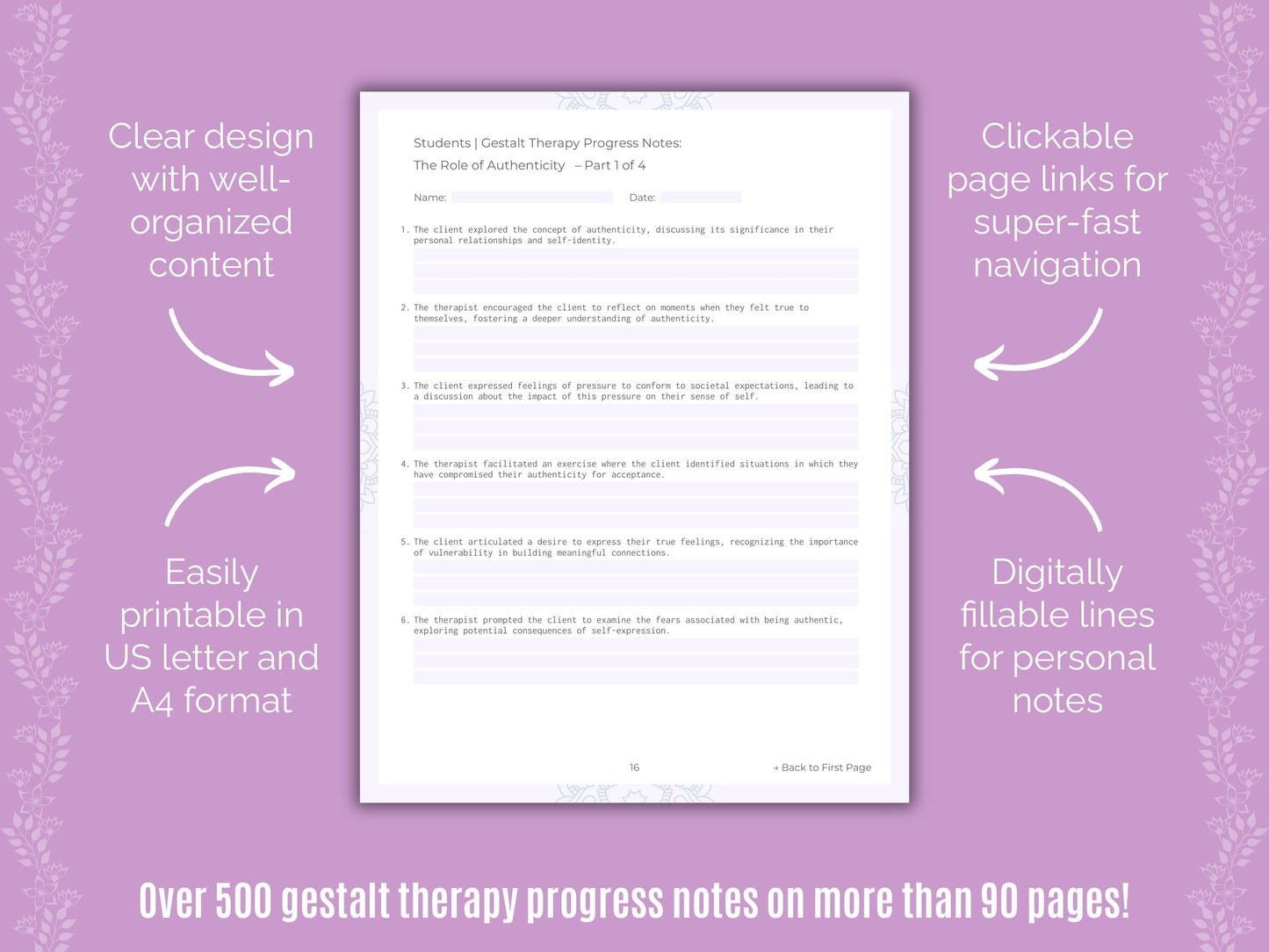 Students Gestalt Therapy Counseling Templates