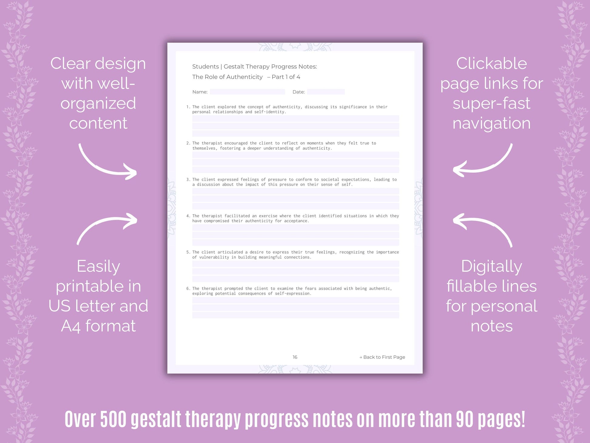 Students Gestalt Therapy Counseling Templates