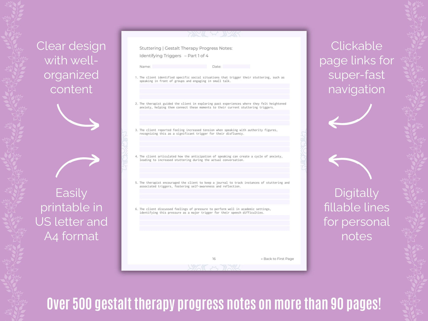 Stuttering Gestalt Therapy Counseling Templates