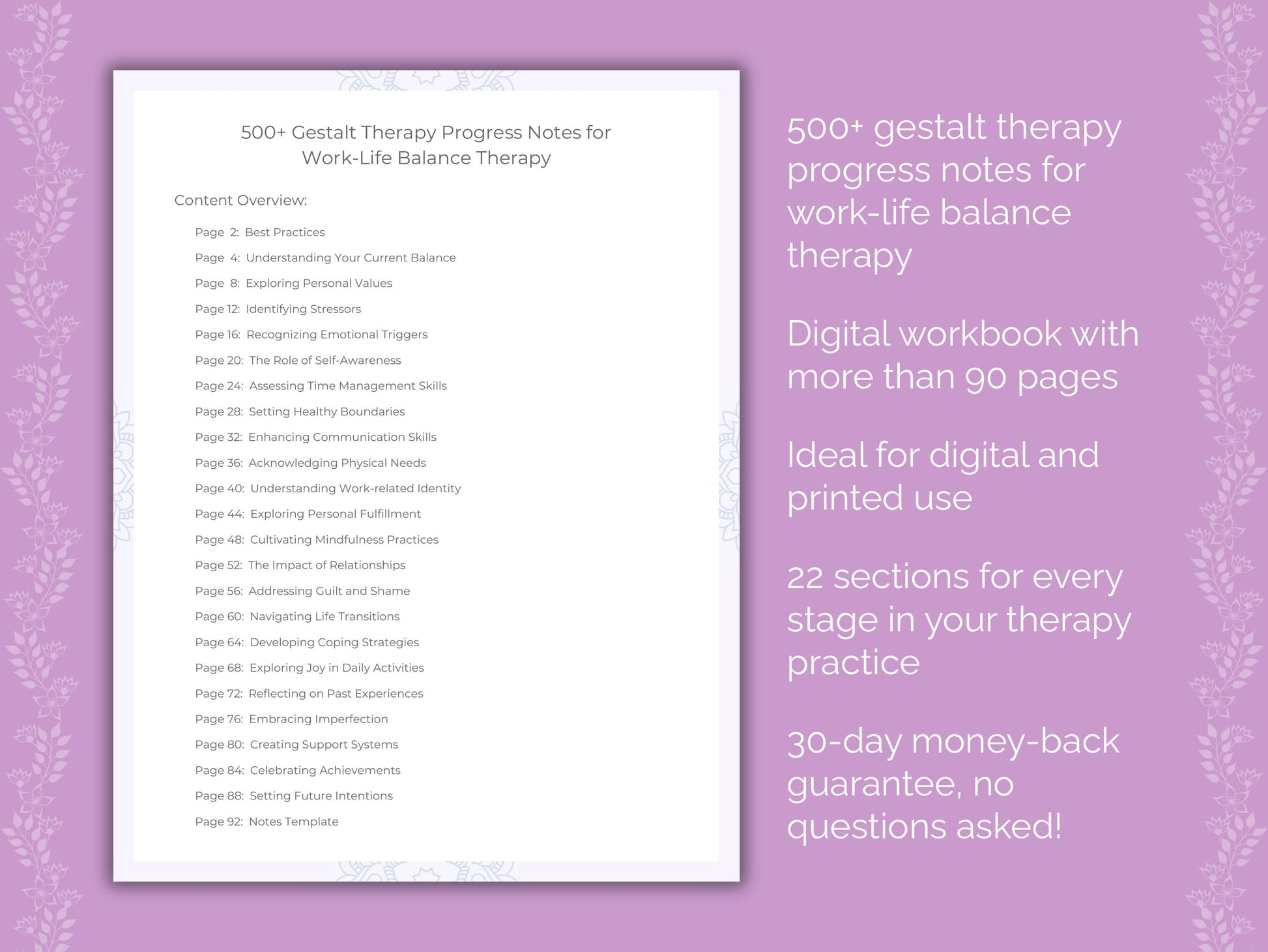 Work-Life Balance Gestalt Therapy Therapist Worksheets