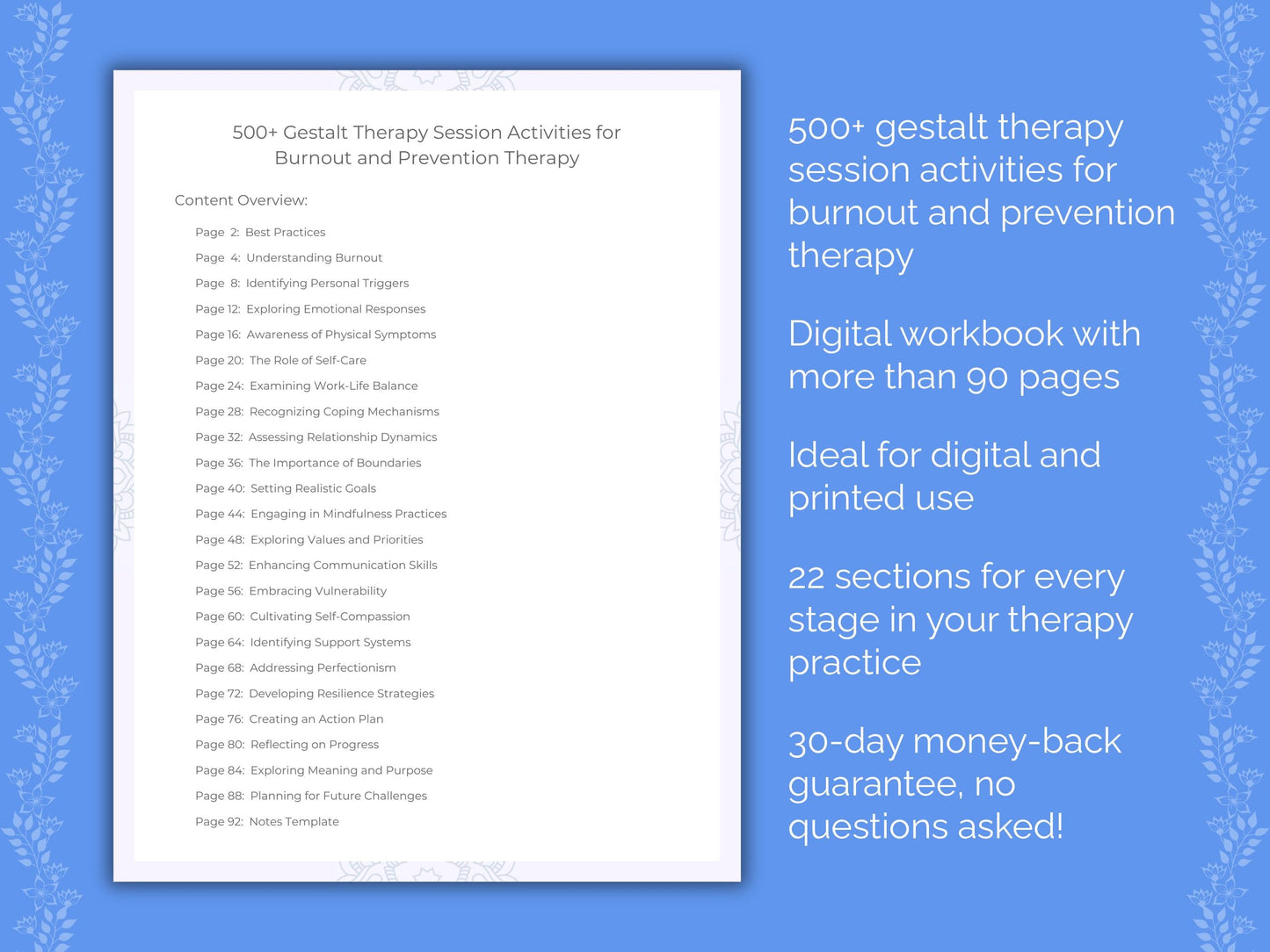 Burnout and Prevention Gestalt Therapy Therapist Worksheets