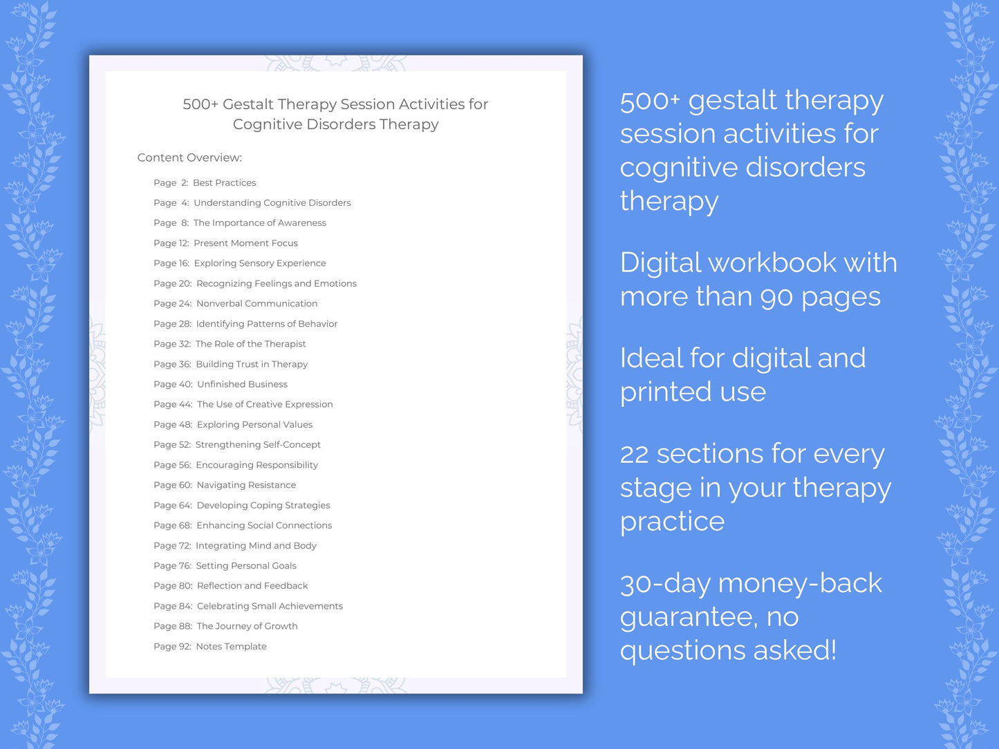 Cognitive Disorders Gestalt Therapy Therapist Worksheets