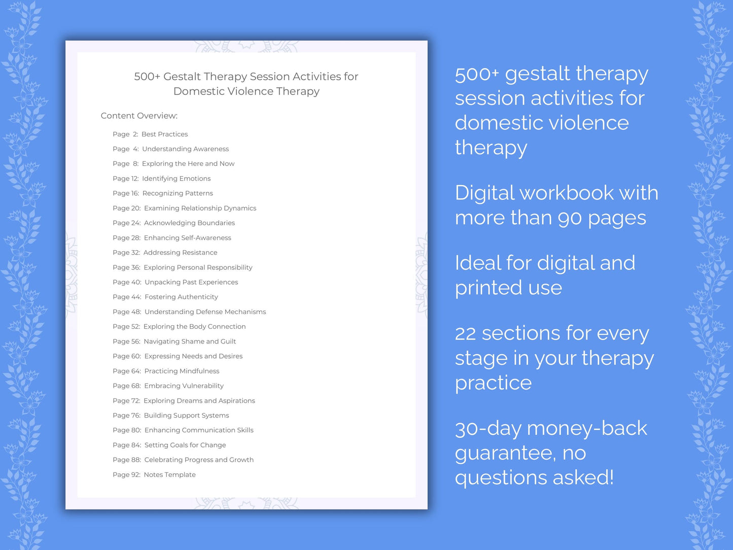 Domestic Violence Gestalt Therapy Therapist Worksheets