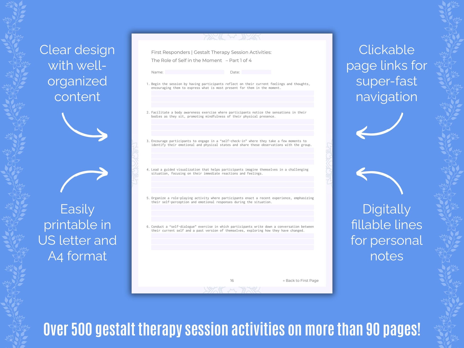 First Responders Gestalt Therapy Counseling Templates