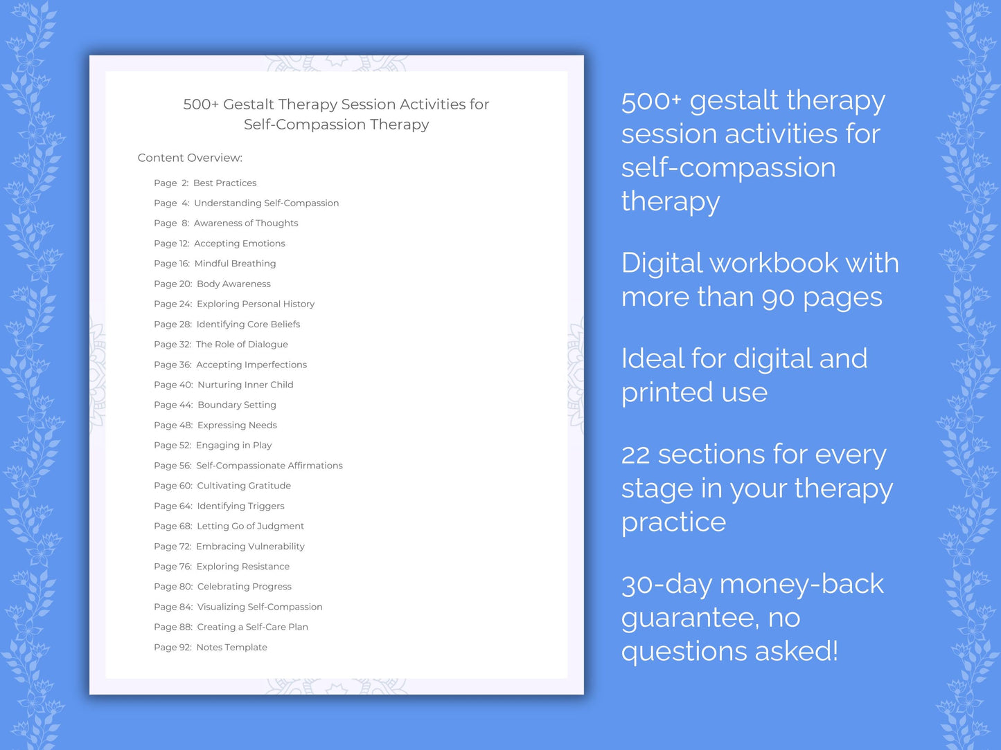 Self-Compassion Gestalt Therapy Therapist Worksheets