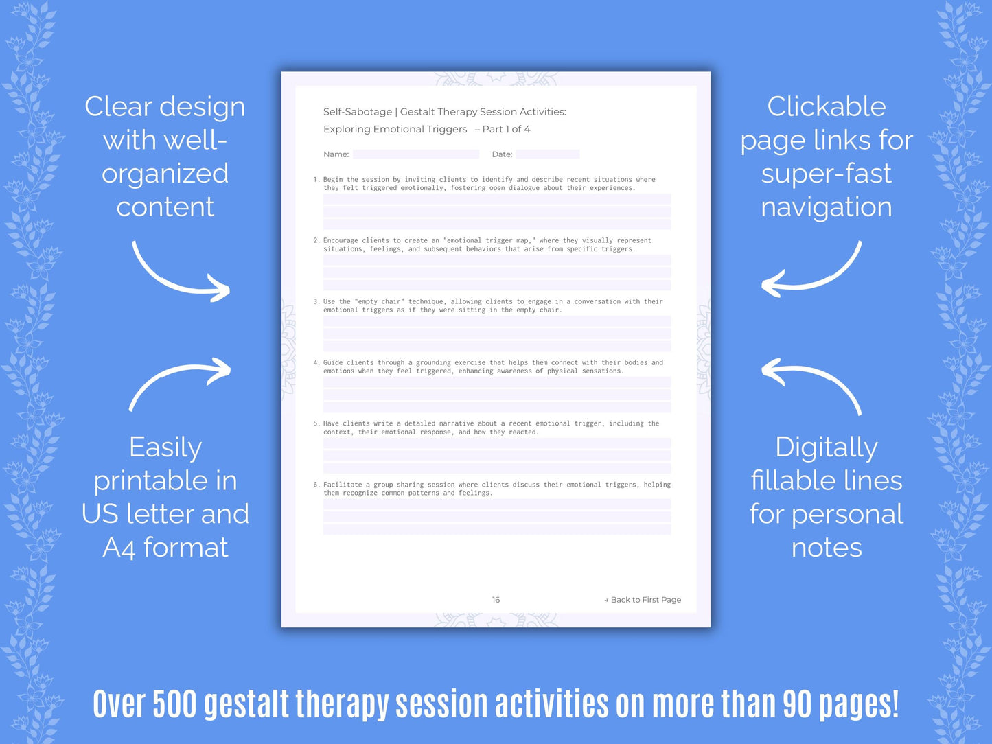 Self-Sabotage Gestalt Therapy Counseling Templates