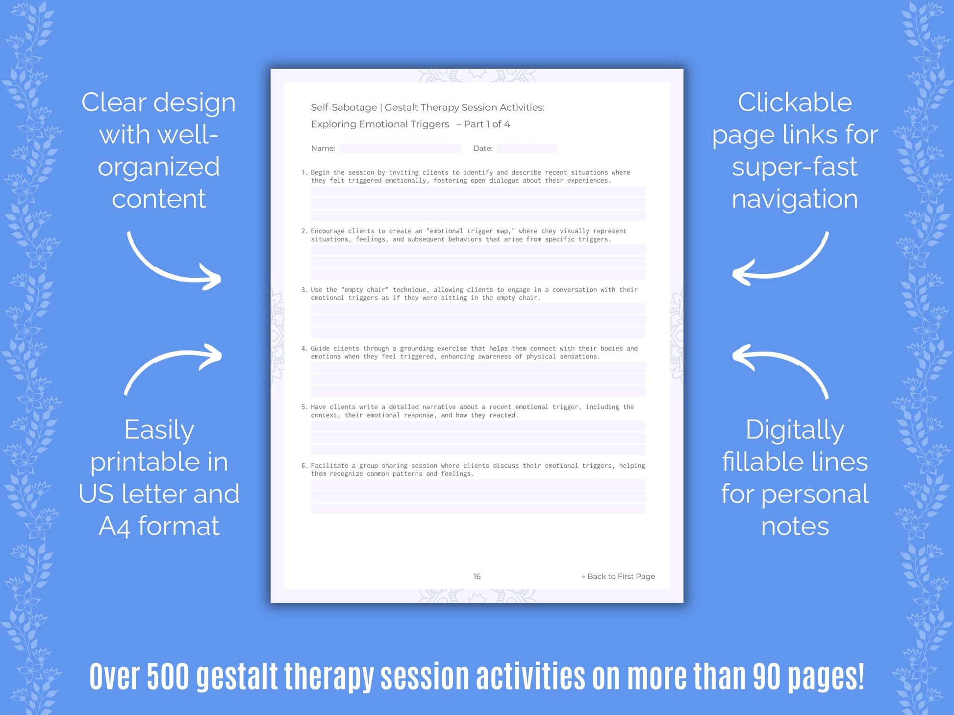 Self-Sabotage Gestalt Therapy Counseling Templates