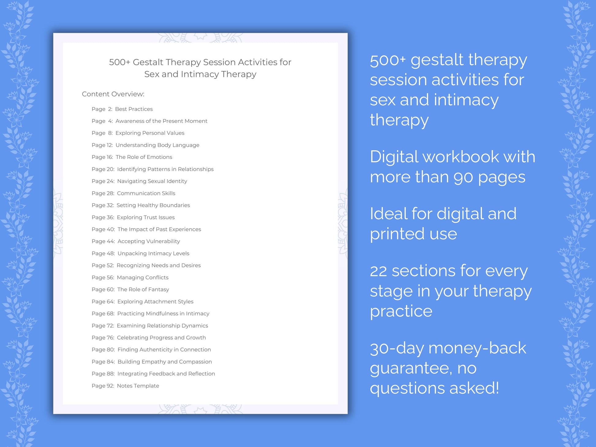 Sex and Intimacy Gestalt Therapy Therapist Worksheets