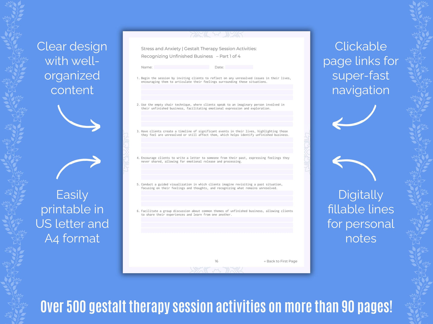 Stress and Anxiety Gestalt Therapy Counseling Templates