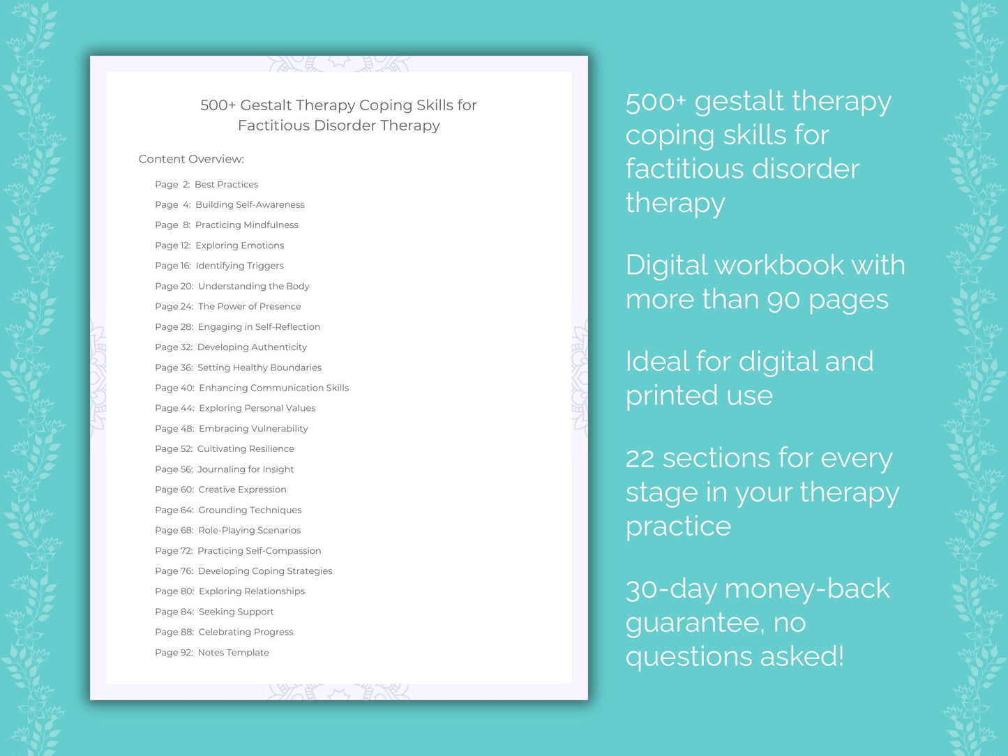 Factitious Disorder Gestalt Therapy Therapist Worksheets