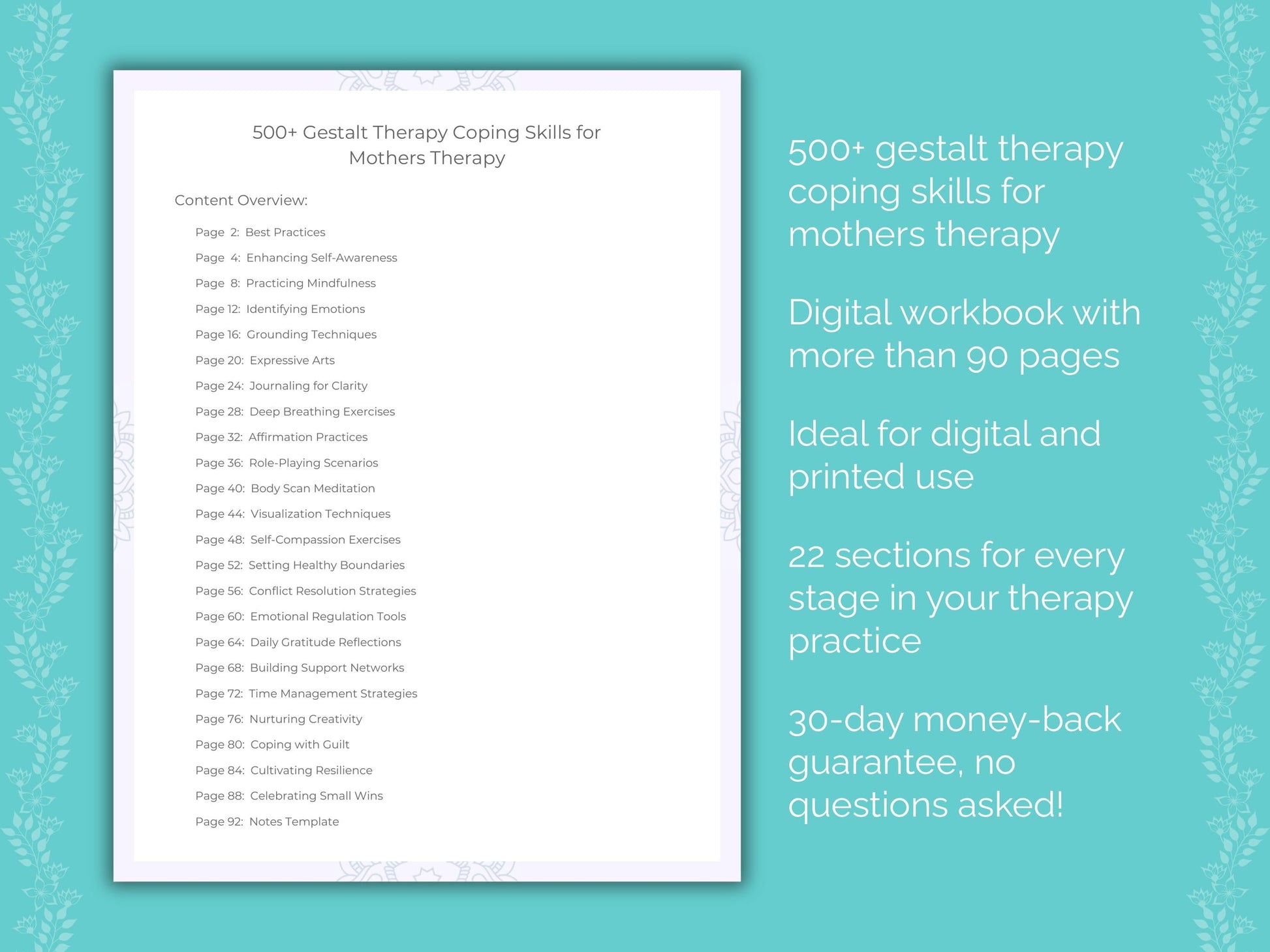 Mothers Gestalt Therapy Therapist Worksheets