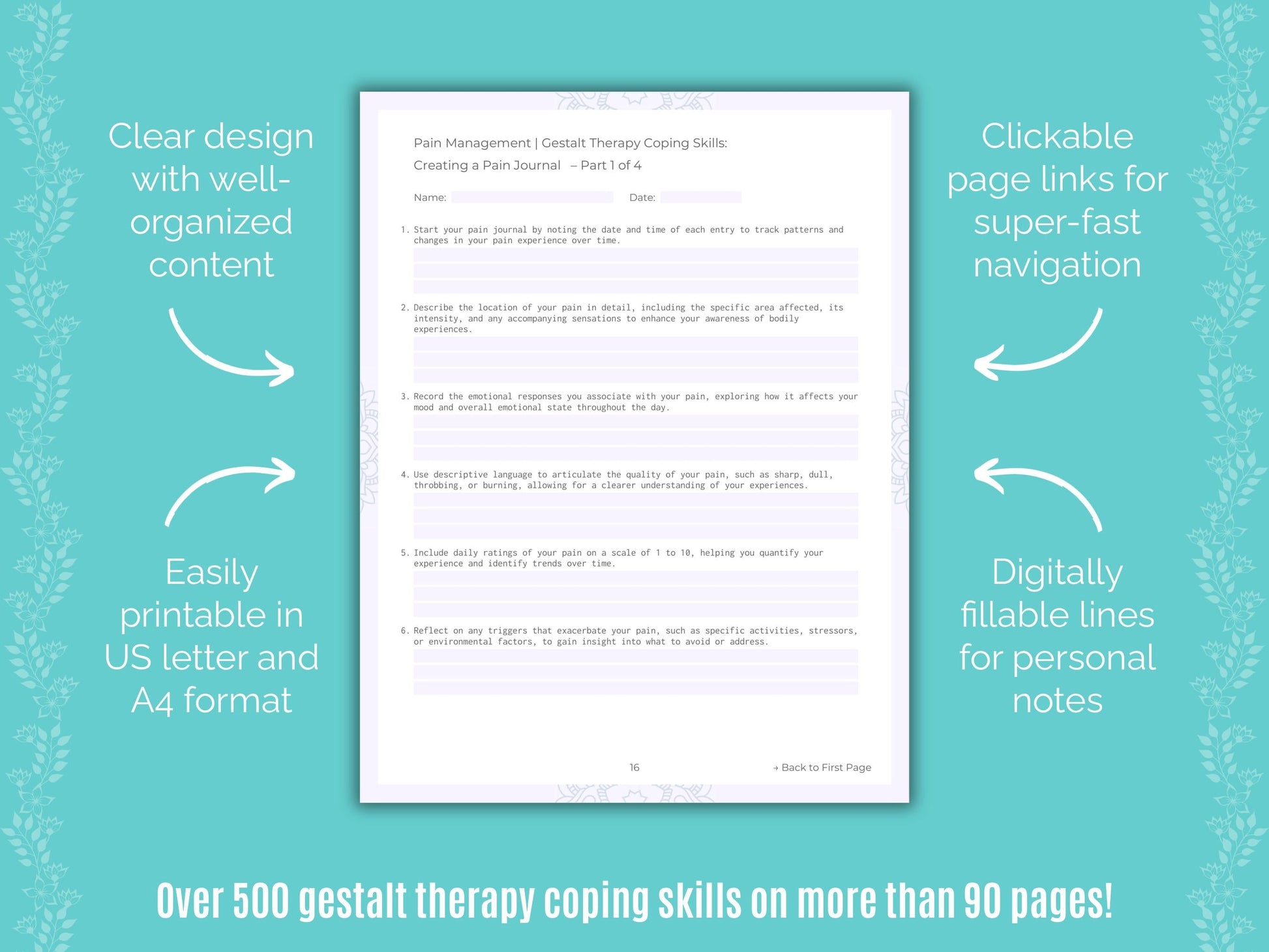 Pain Management Gestalt Therapy Counseling Templates