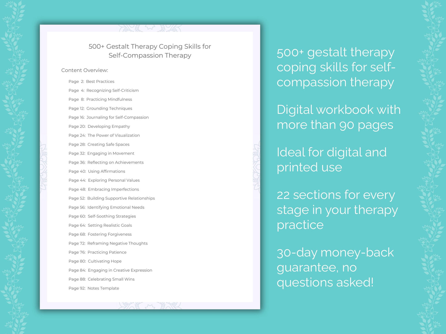 Self-Compassion Gestalt Therapy Therapist Worksheets