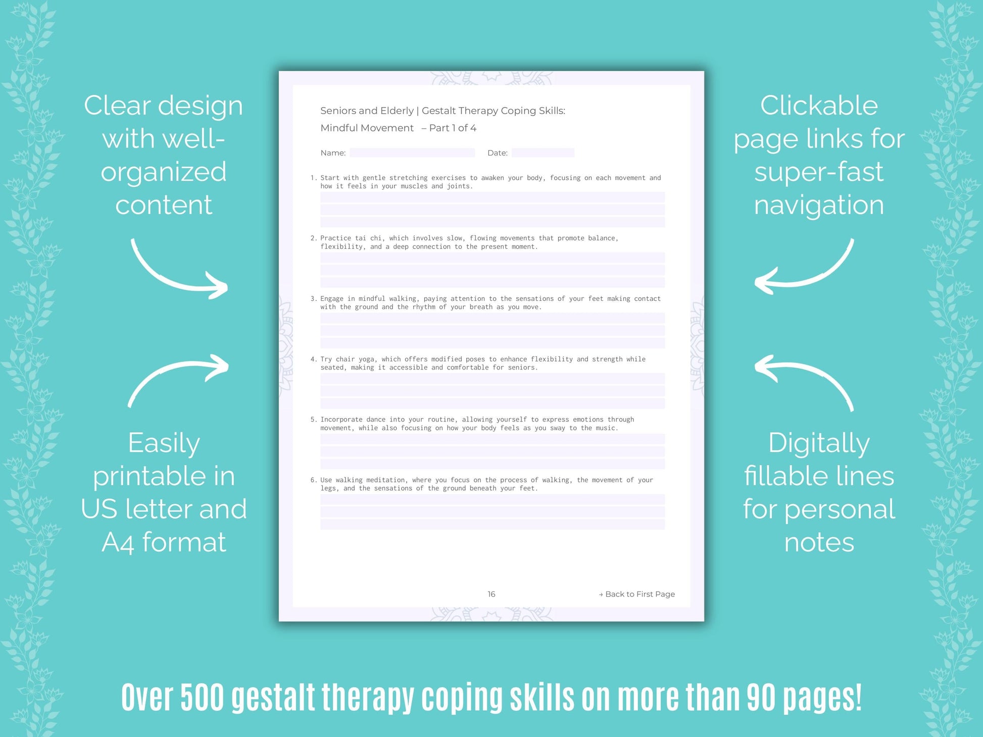 Seniors and Elderly Gestalt Therapy Counseling Templates