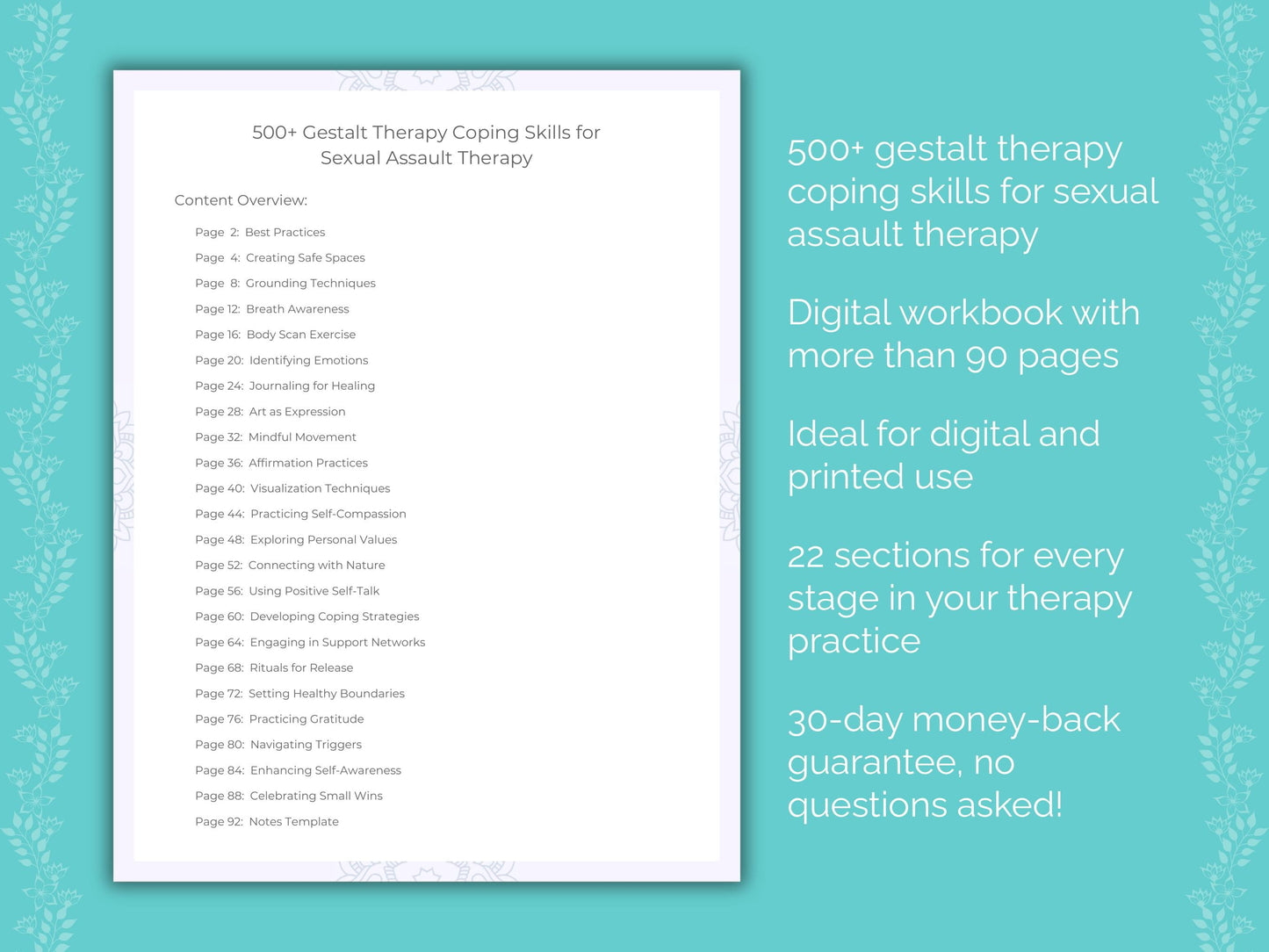 Sexual Assault Gestalt Therapy Therapist Worksheets